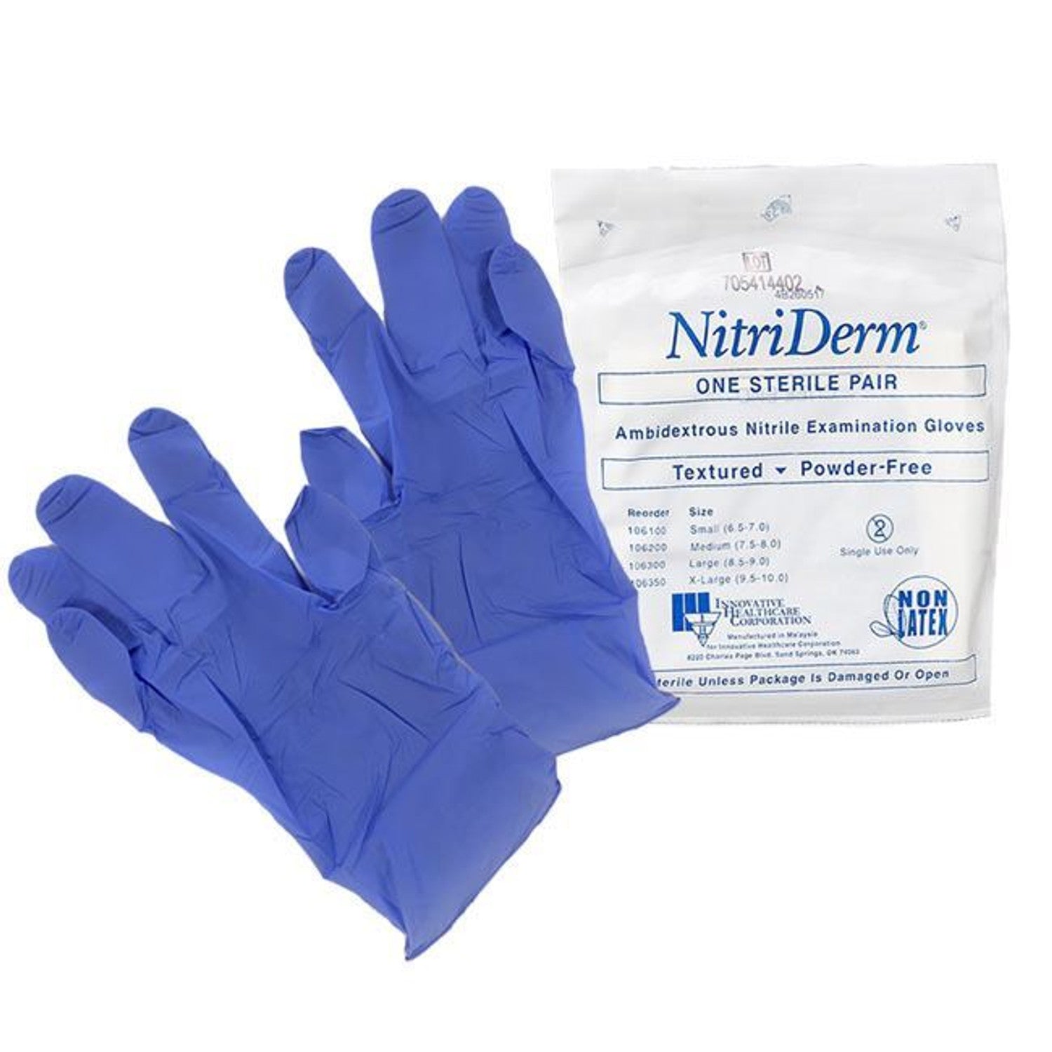 INNOVATIVE NITRIDERM® STERILE POWDER-FREE NITRILE EXAM GLOVES Gloves, Exam, Large, Nitrile, Chemo Tested, Sterile, PF, Pairs, 50 pr/bx, 4 bx/cs