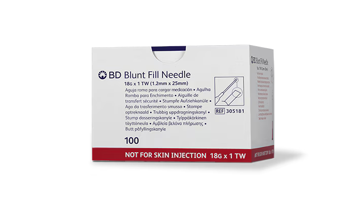 BD INTEGRA™ SAFETY HYPODERMIC NEEDLES Needle, 18G x 1" Blunt Fill, 100/pk, 10 pk/cs
