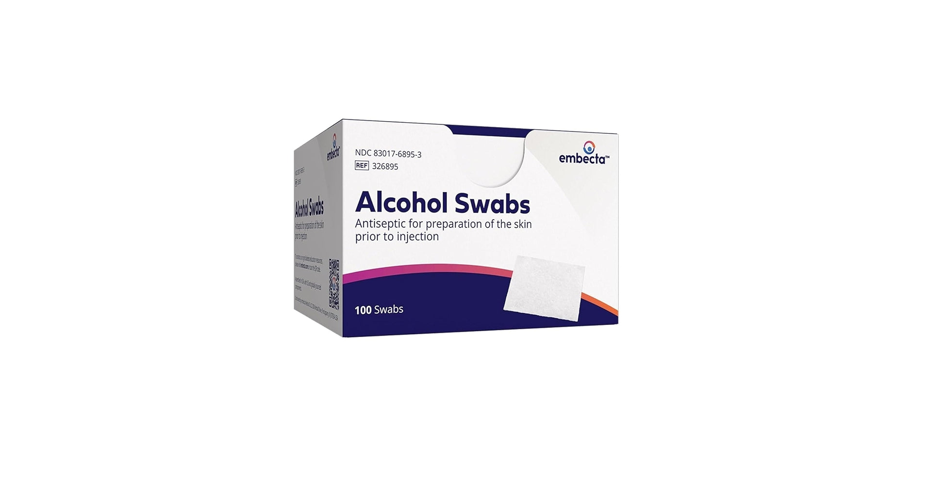 EMBECTA ALCOHOL SWABS Alcohol Swabs, 100/pk, 12 pk/cs (160 cs/plt) (Continental US Only) (Drop Ship Requires Pre-Approval)