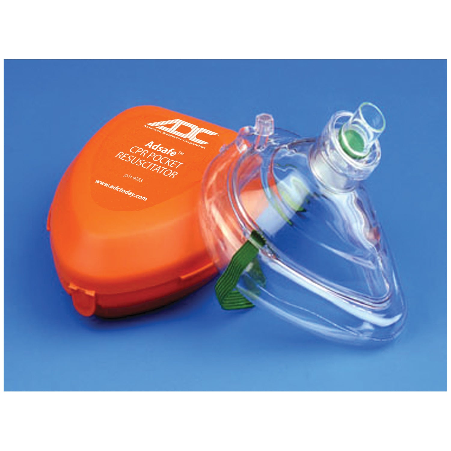ADC ADSAFE™ CPR POCKET RESUSCITATOR CPR Valve Mask Resuscitator In Case, Orange