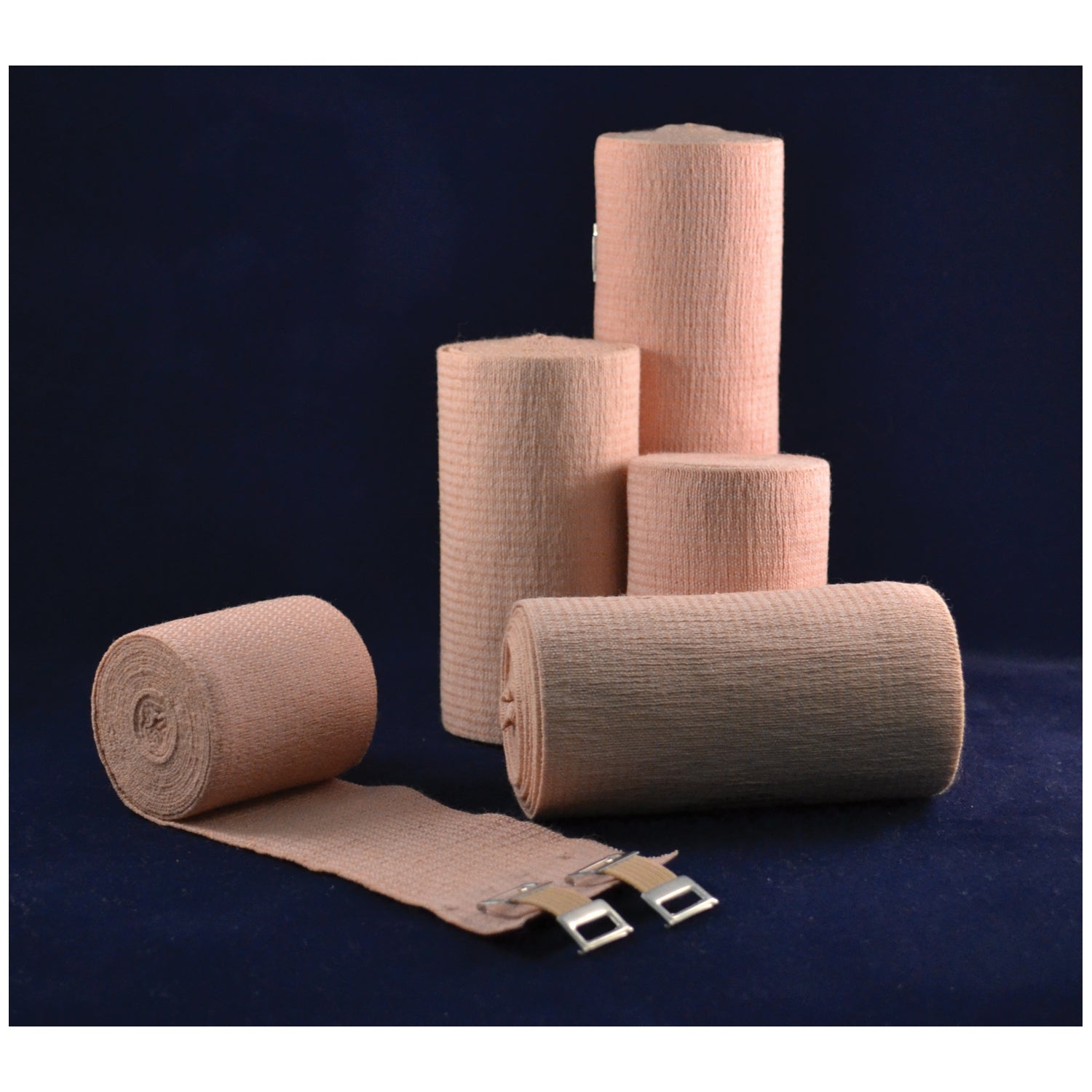 AMBRA LE ROY MIDLASTIC ELASTIC BANDAGE "Premium Elastic Bandage, 4\" x 5 yds (Stretched) with Double Clip Closure, Tan, Latex Free (LF), 10/bx, 5 bx/cs"