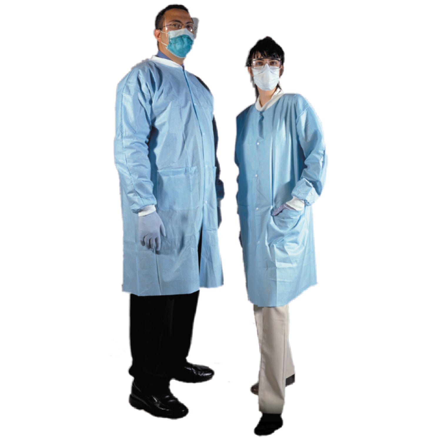 AMD MEDICOM S Lab Coat, Medium, Blue, 10/bg, 5 bg/cs (50 cs/plt)