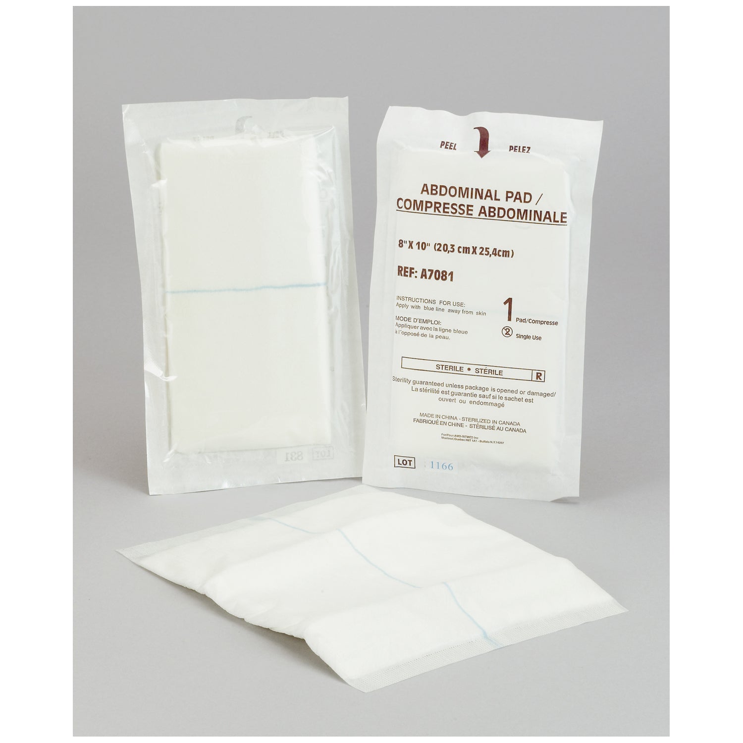 AMD MEDICOM ABDOMINAL PADS Abdominal Pad, 8" x 10", Sterile 1s, Sealed Ends, 24/pk, 15 pk/cs