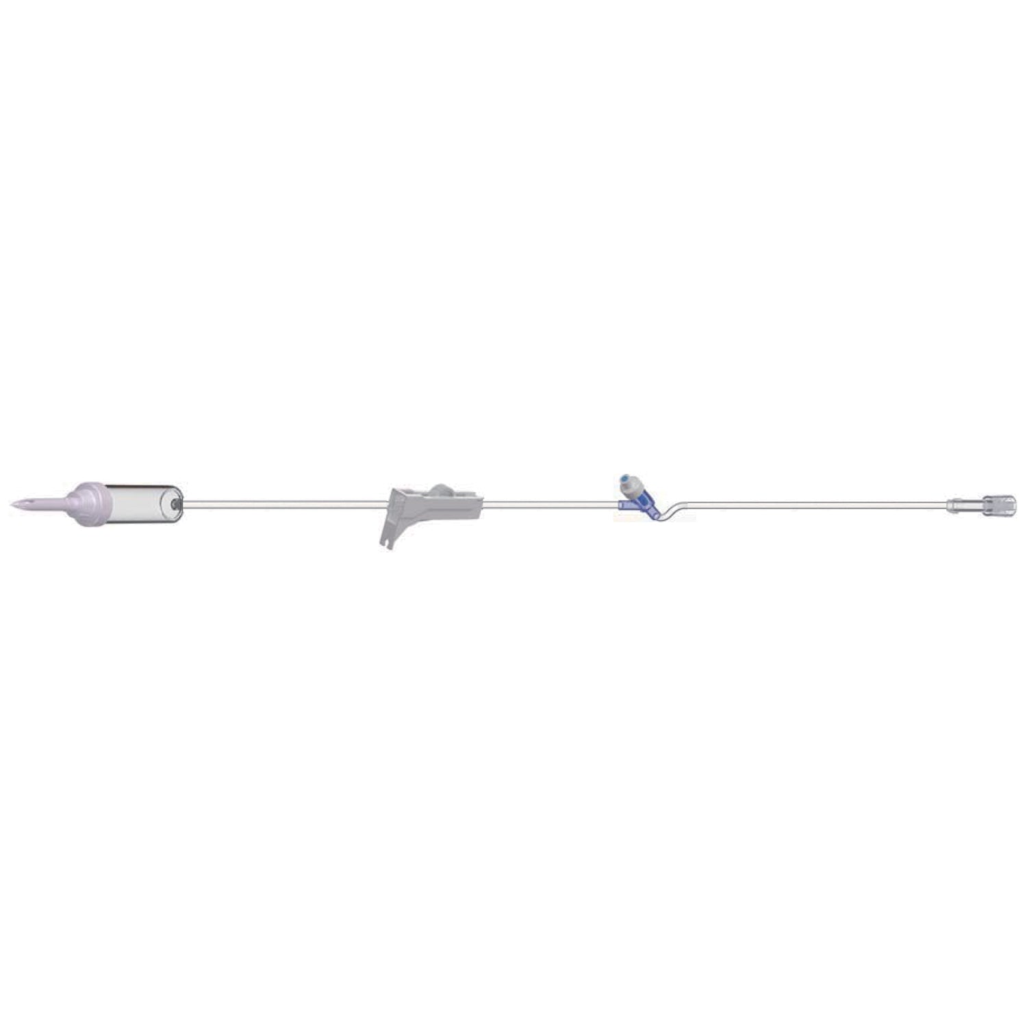 AMSINO AMSAFE® IV ADMINISTRATION SETS "IV Admin Set, 10 Drops Per mL, 83\" Length, 17 mL Priming Volume, Non-Vented, Roller Clamp, 1 AMSafe® Needle-Free Y Site, Rotating Male Luer Lock, PE Poly Pouch, 50/cs"