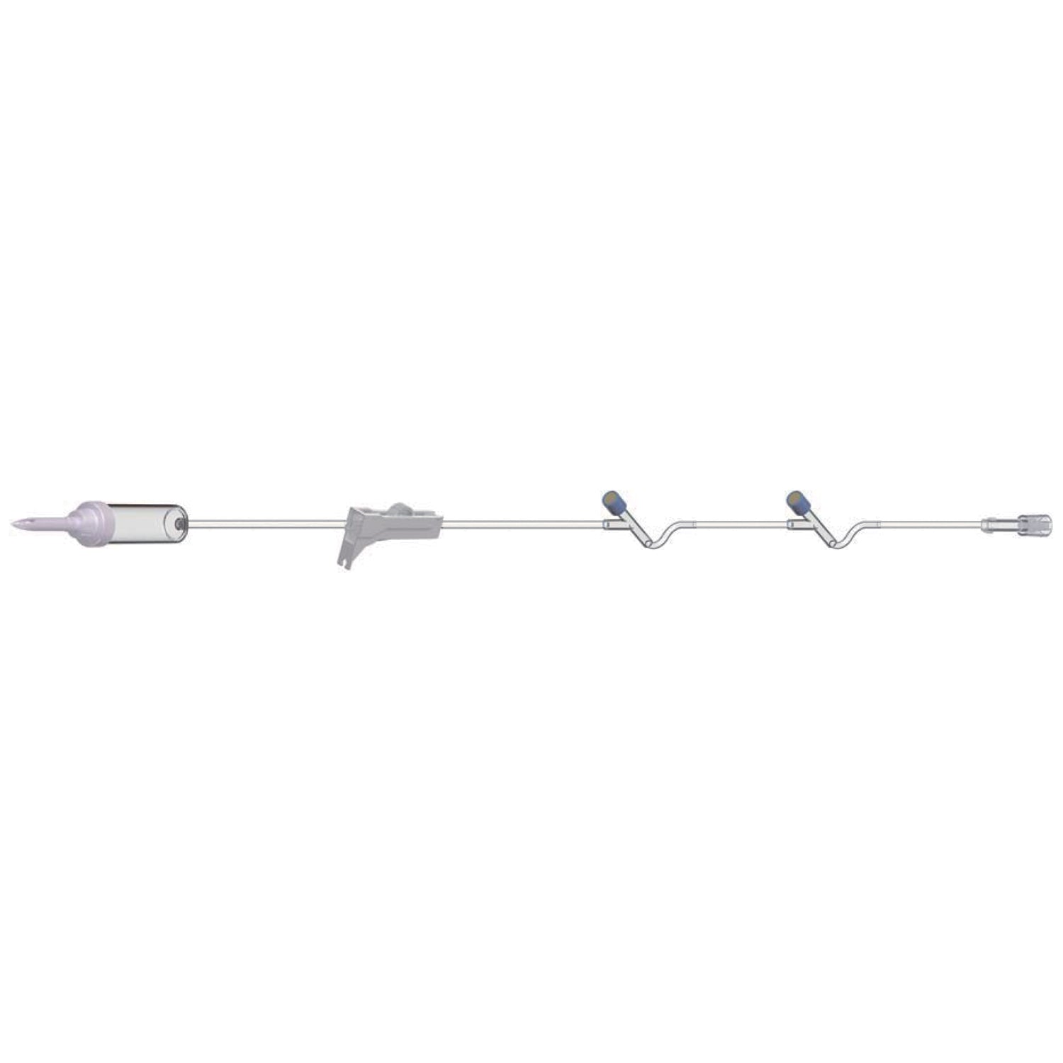 AMSINO AMSAFE® IV ADMINISTRATION SETS "IV Admin Set, 10 Drops Per mL, 96\" Length, 19 mL Priming Volume, Non-Vented, Roller Clamp, 2 Y Sites, Rotating Male Luer Lock, PE Poly Pouch, 50/cs"