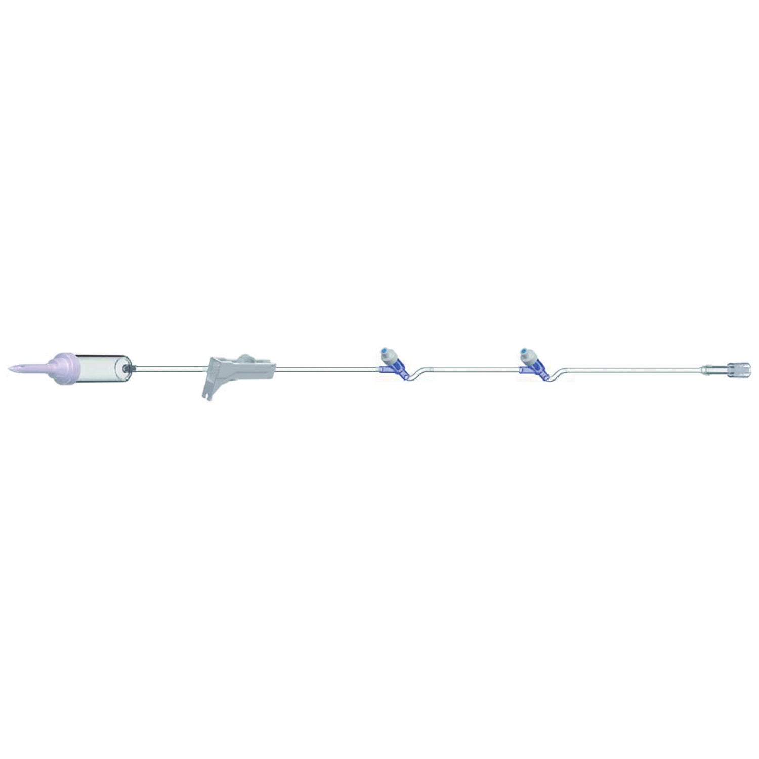 AMSINO AMSAFE® IV ADMINISTRATION SETS "IV Admin Set, 10 Drops Per mL, 105\" Length, 21 mL Priming Volume, Non-Vented, Roller Clamp, 2 AMSafe Needle-Free Y Sites, Rotating Male Luer Lock, Tyvek Form Fill Seal Package, 50/cs"
