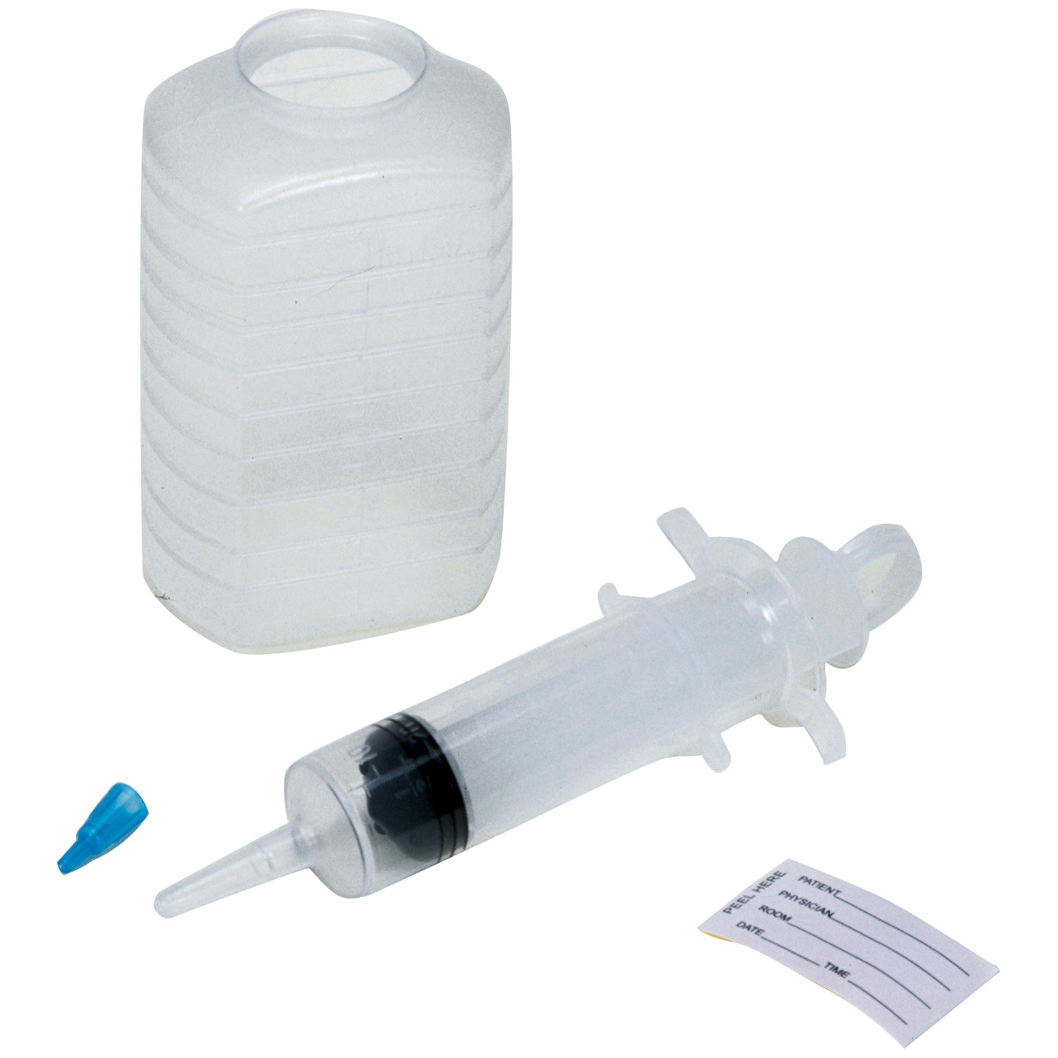 AMSINO AMSURE® ENTERAL FEEDING/IRRIGATION KITS & TRAYS Piston Irrigation Kit Includes: 500cc Graduated Container, 60cc Thumb Control Ring Syringe, Patient ID Label, Small Tube Adapter, Packaged in a Dust Cover, 30/cs (42 cs/plt)