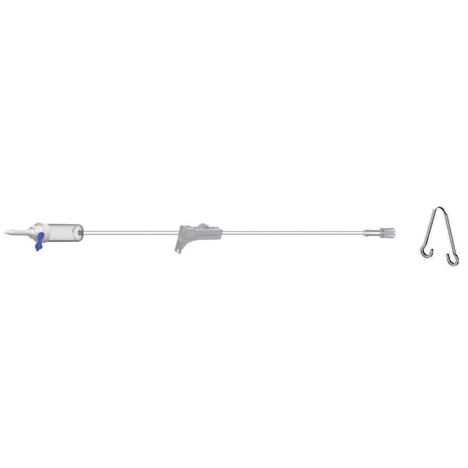 AMSINO AMSAFE® IV ADMINISTRATION SETS "IV Secondary Piggyback IV Set, 20 Drops Per mL, 40\" Length, 10 mL Priming Volume, Vented/Non-Vented, Roller Clamp, Rotating Male Luer Lock, Hanger, PE Poly Pouch, 50/cs"