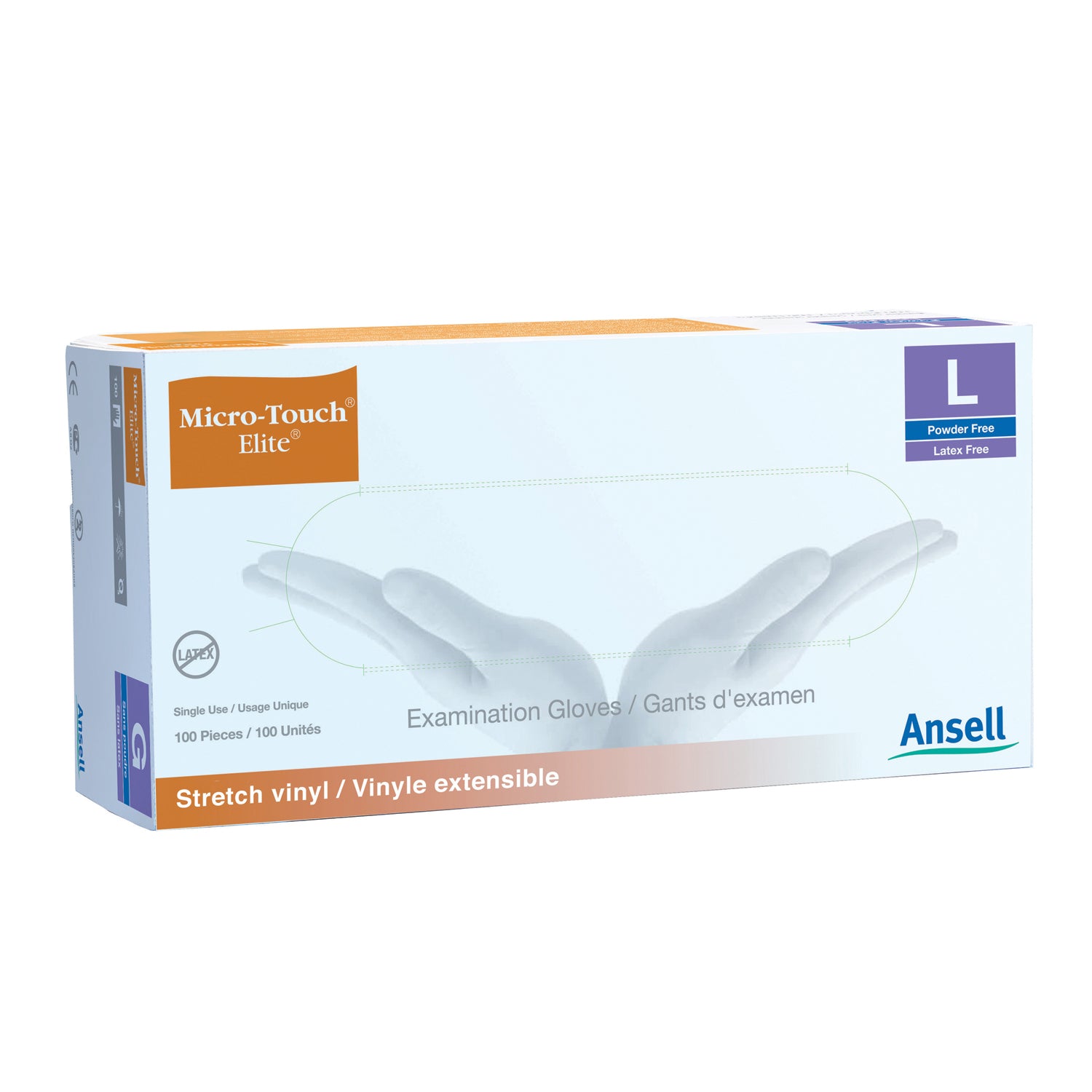 ANSELL MICRO-TOUCH® STYLE 42® ELITE® POWDER-FREE SYNTHETIC MEDICAL Exam Gloves, Small, 100/bx, 10 bx/cs