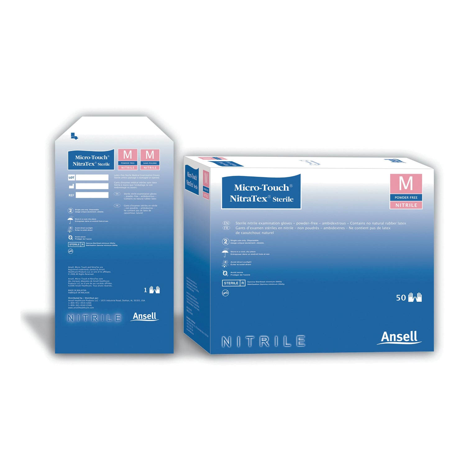 ANSELL MICRO-TOUCH® NITRATEX® STERILE Exam Gloves, Sterile, Small, Pairs, 50 pr/bx, 4 bx/cs