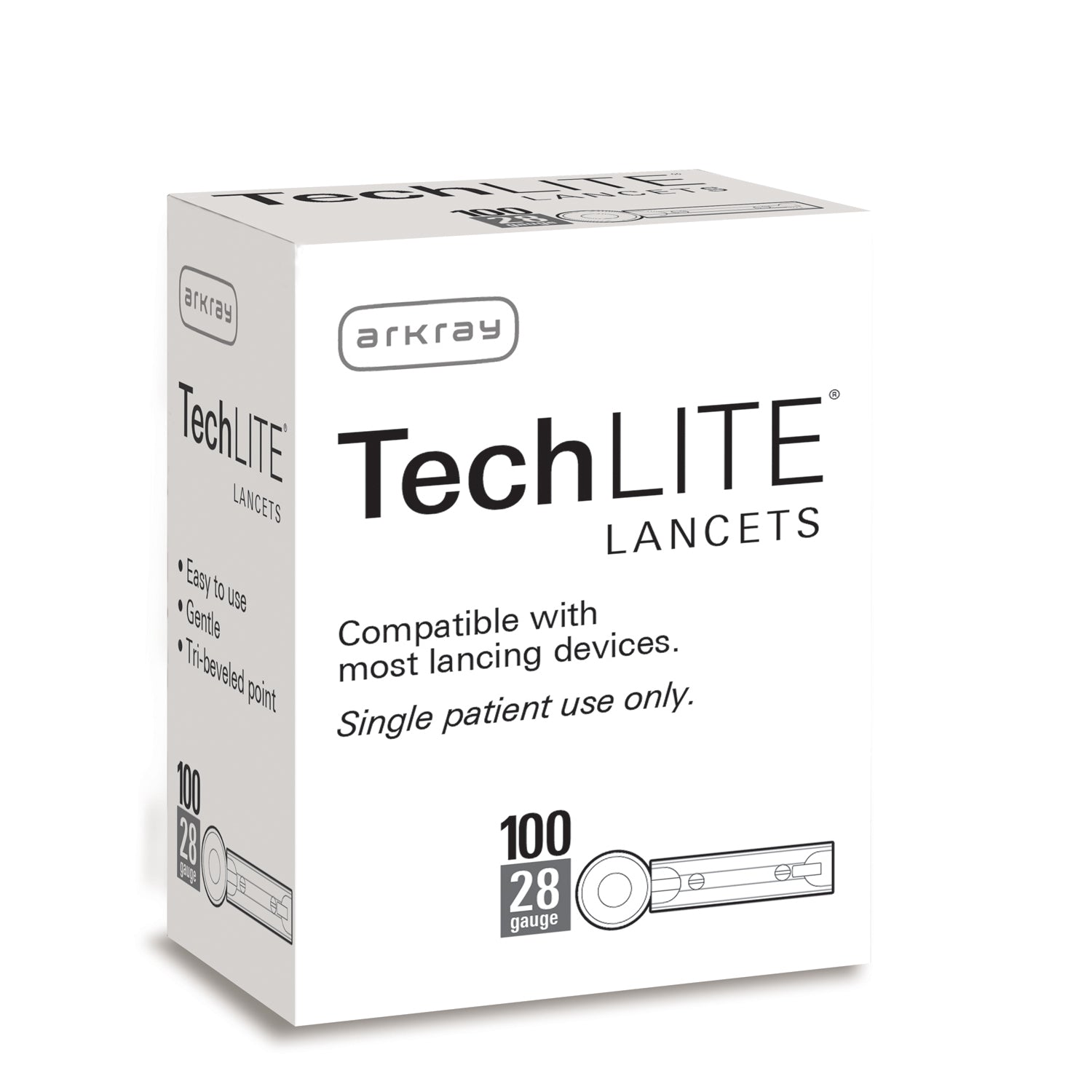 ARKRAY TECHLITE® S Lancet, 28G, 100/bx