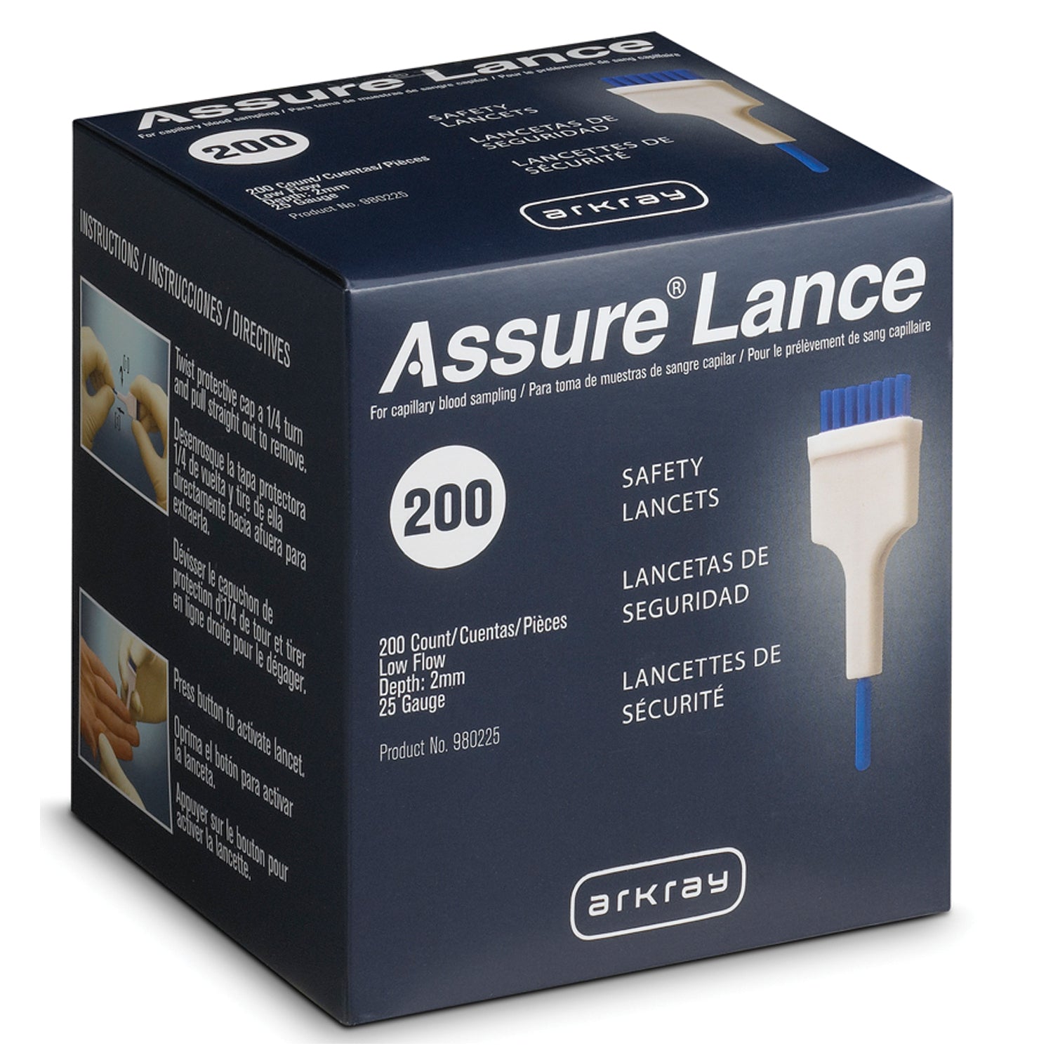 ARKRAY ASSURE® LANCE LOW FLOW LANCETS Low Flow 25G Lancets x 2mm, 200/bx