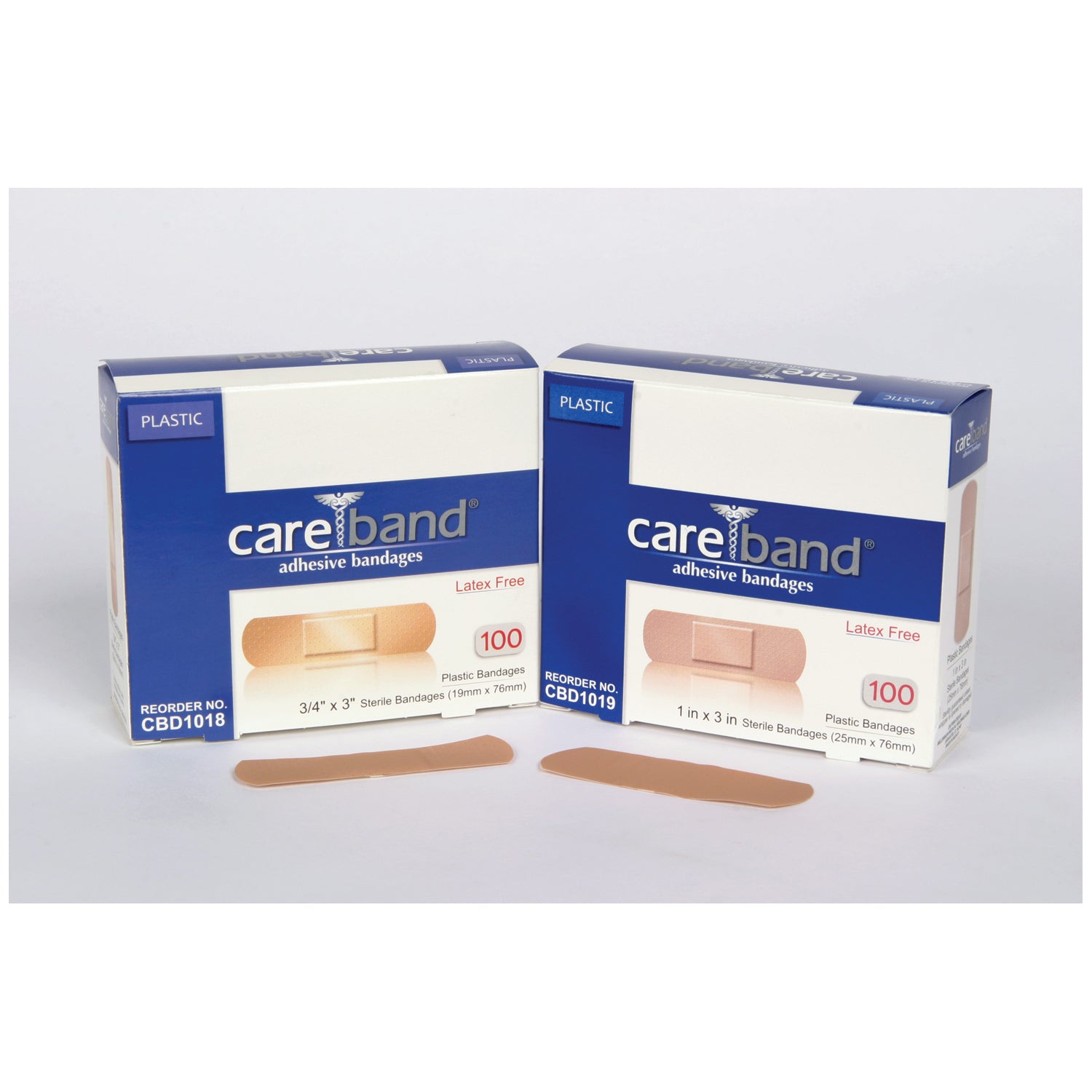 ASO CAREBAND™ PLASTIC ADHESIVE STRIP BANDAGES "Plastic Adhesive Strips, 3/4\" x 3\", Latex Free (LF), 100/bx, 12 bx/cs "