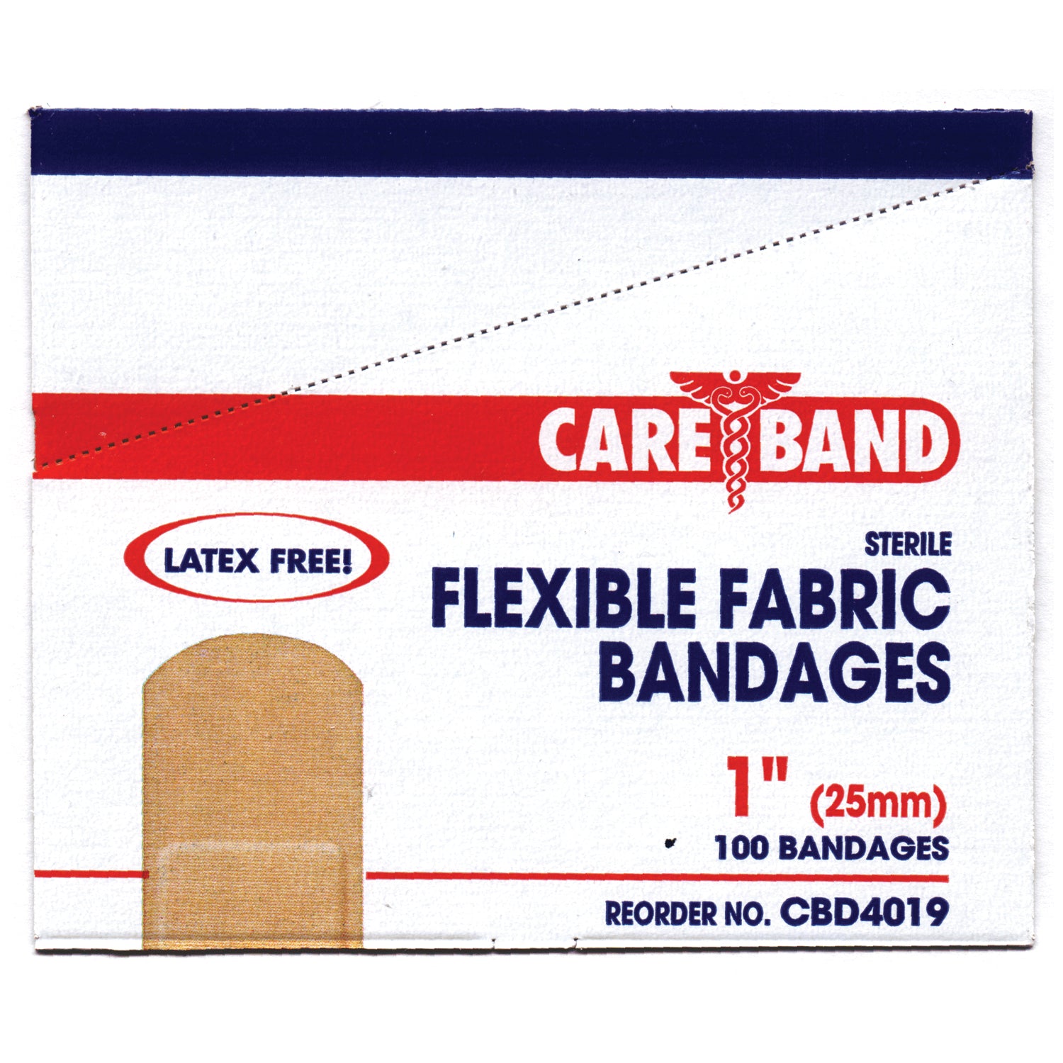 ASO CAREBAND™ FABRIC ADHESIVE STRIP BANDAGES Fabric Strip Bandage, 1" x 3", Latex Free (LF), 100/bx, 12 bx/cs