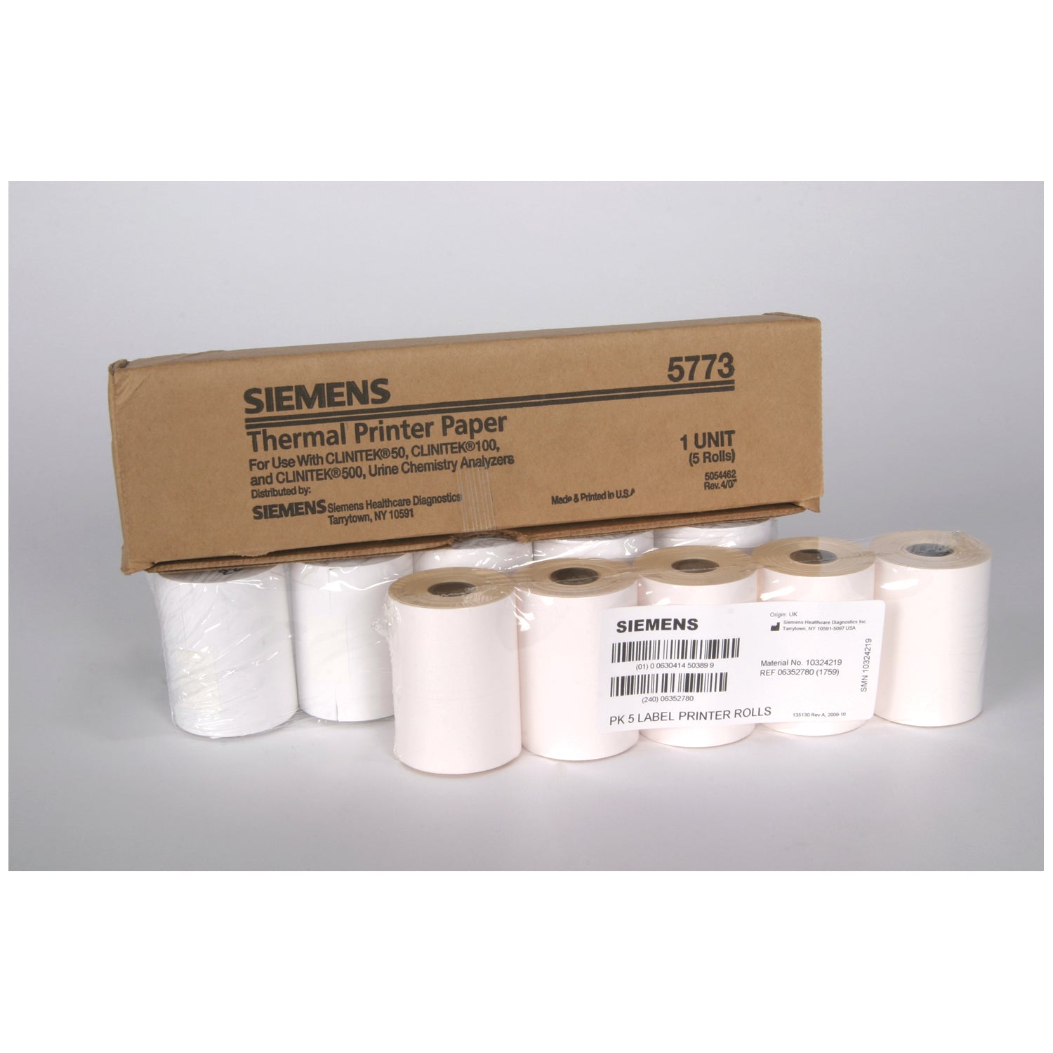 SIEMENS CLINITEK® URINE CHEMISTRY ANALYZER Accessories: Label Printer Paper for the STATUS, 5/pk