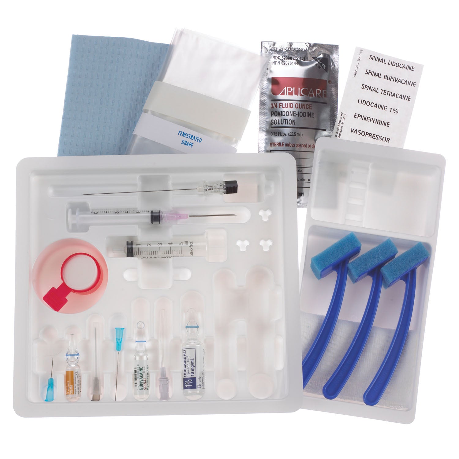 B BRAUN SPINOCAN® SPINAL TRAYS "Spinal Tray, 22G x 31/2\" SPINOCAN Needle, Bupivacaine 0.75%, Dextrose 8.25% "