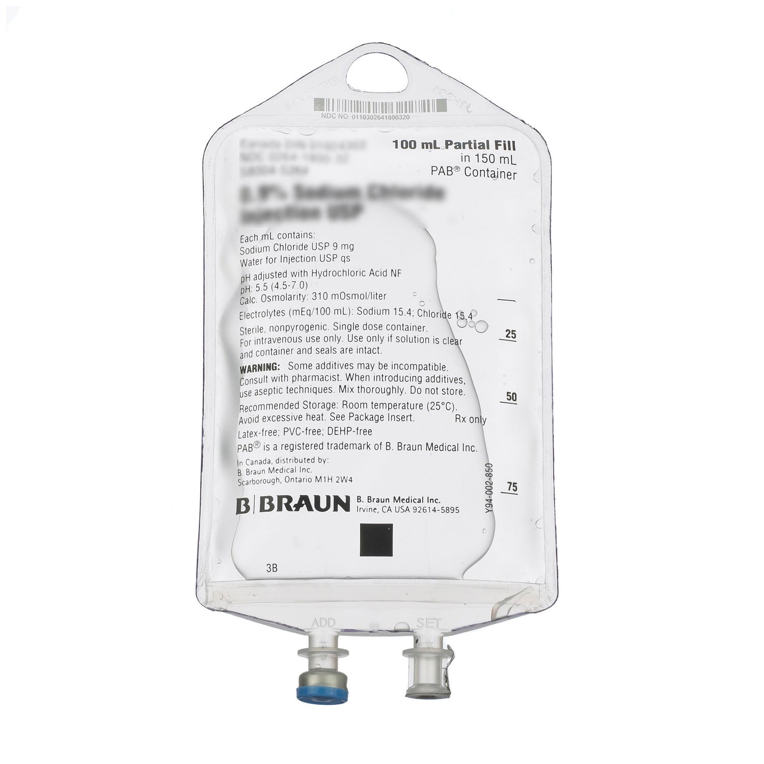 B BRAUN USP Dextrose Injections, 5%, 100/150mL, PAB® Containers