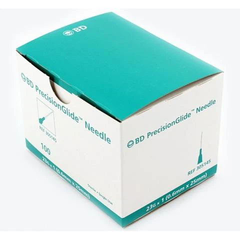 BD PRECISIONGLIDE™ NEEDLES Needle, 23G x 1", Regular Bevel, Sterile, 100/bx, 10 bx/cs