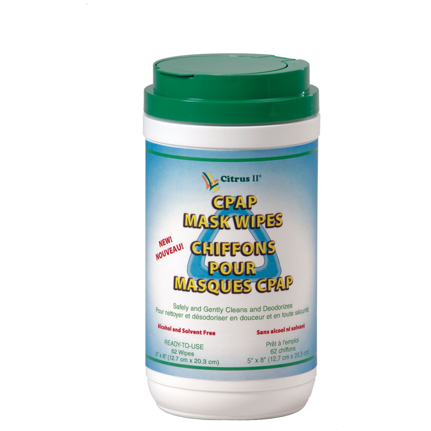 BEAUMONT CITRUS II CPAP Mask Cleaner, Wipes, 62 Count Pop-Up Canister, 12/cs (72 cs/plt)