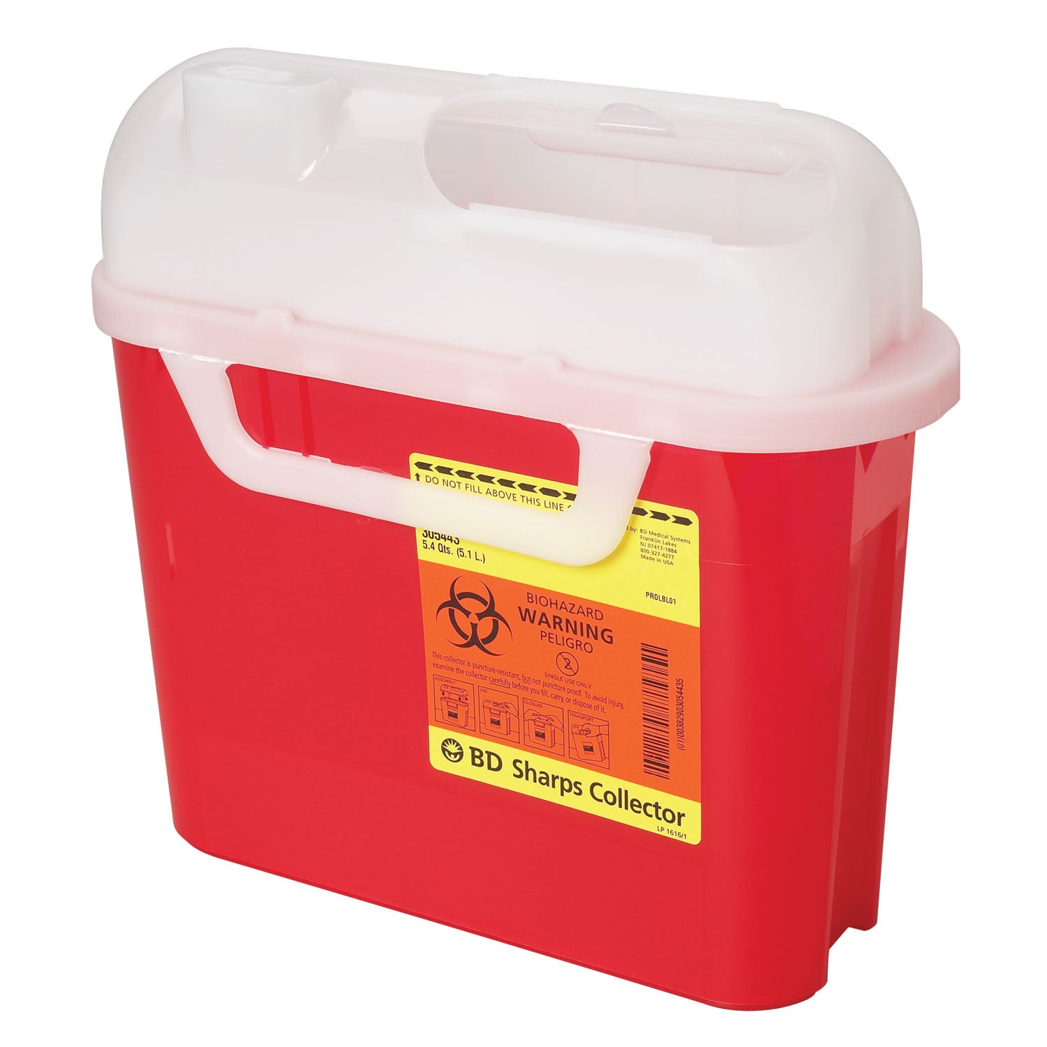 BD PATIENT ROOM S Sharps Collector, 5.4 Qt, Side Entry, Pearl, 20/cs