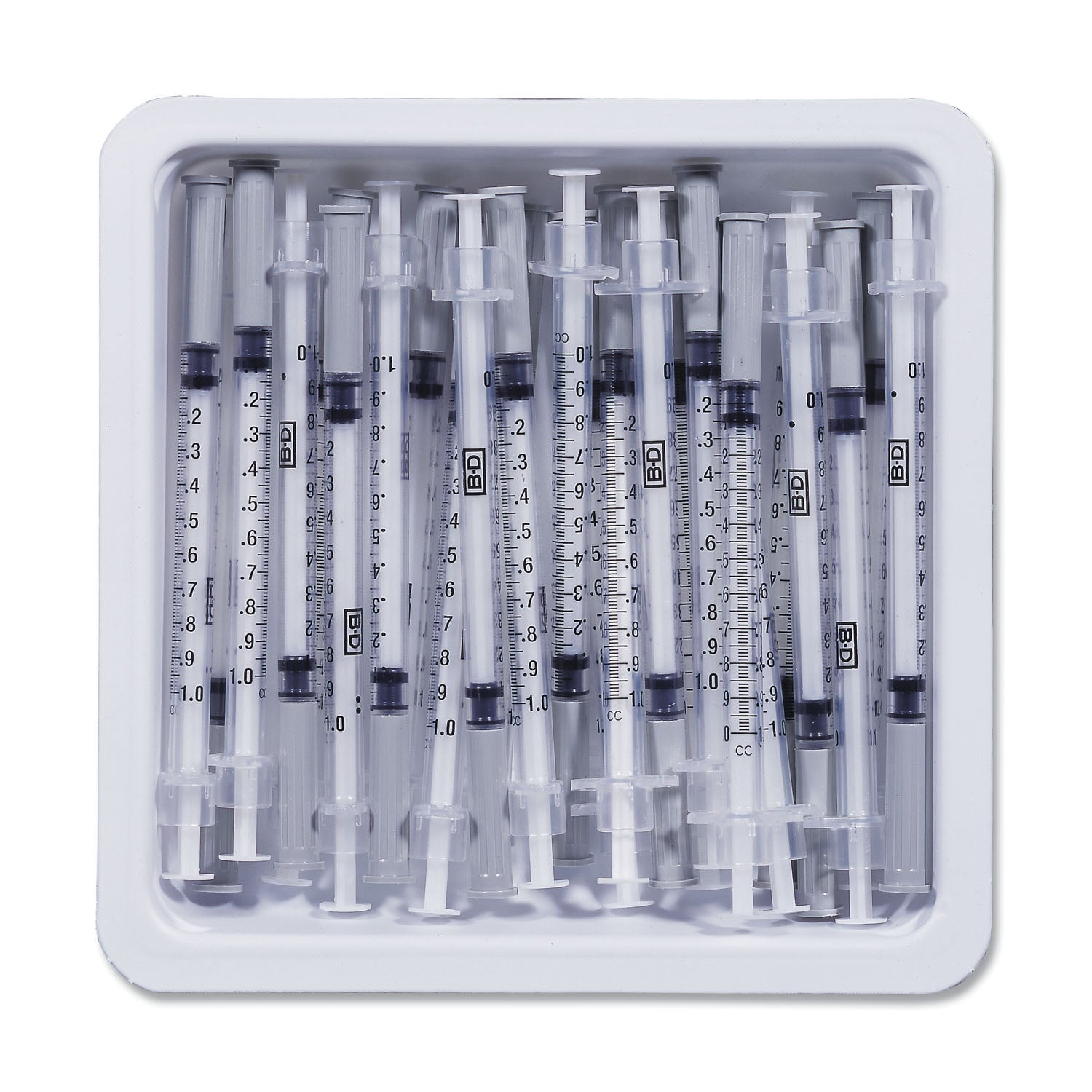 BD PRECISIONGLIDE™ ALLERGIST TRAYS "Allergist Tray, 1mL, Permanently Attached Needle, 27G x 1/2\", Regular Bevel, 25/tray, 40 trays/cs "