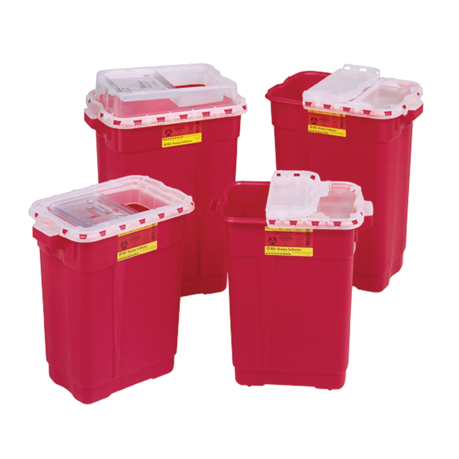 BD EXTRA LARGE S Sharps Collector, 9 Gal, Slide Top Gasketed, Red, 8/cs