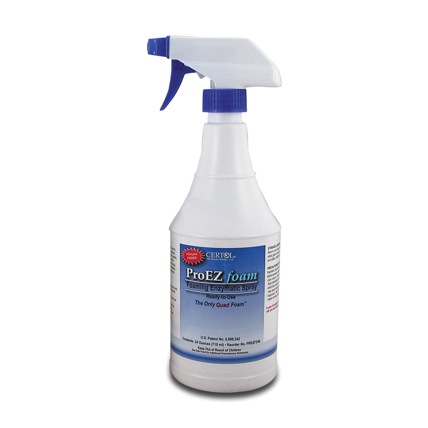 CERTOL PROEZ™ FOAM FOAMING ENZYMATIC SPRAY Bottle Detergent, 24 oz Quadruple Enzymatic Pump Spray, 15/cs