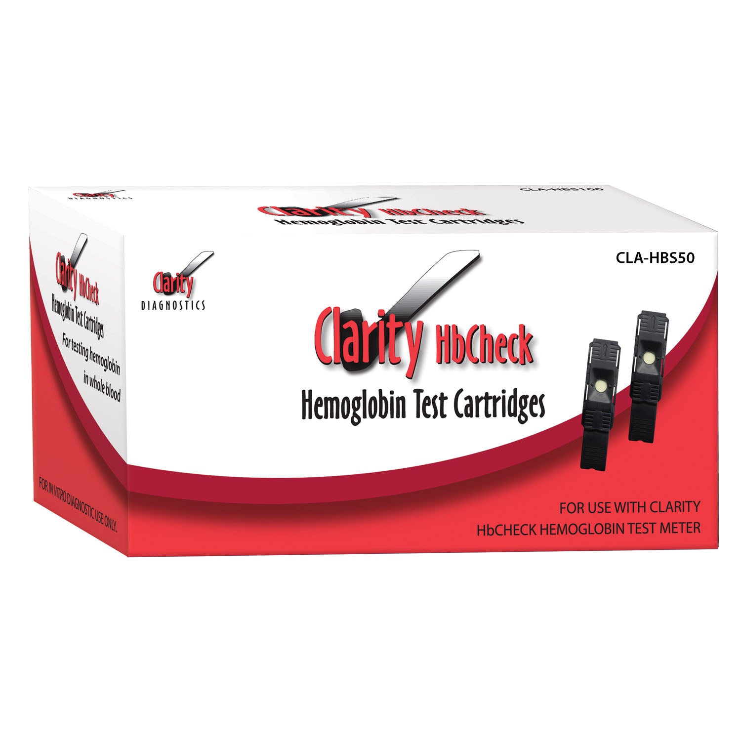CLARITY DIAGNOSTICS HEMOGLOBIN Clarity HbCheck Hemoglobin Strips, CLIA Waived, 50/bx (Packaged 10 strips/vial - 5 Vials/bx), 60 Pipettes and (1) Code Chip (Not Available for Sale into Canada)