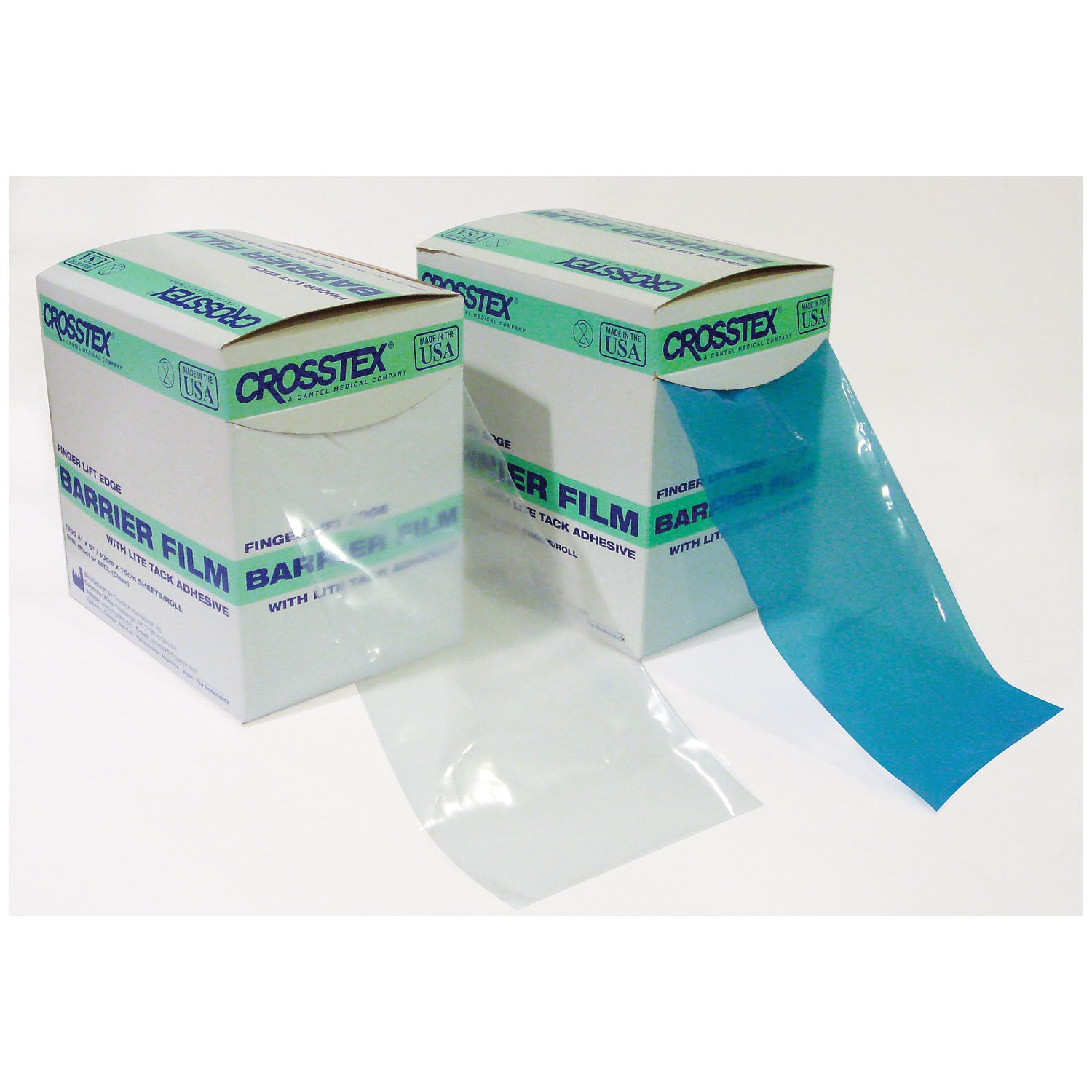 CROSSTEX BARRIER FILM WITH FINGER LIFT EDGE "Film, Blue, 4\" x 6\", 1200 sheets/rl, 8 rl/cs"