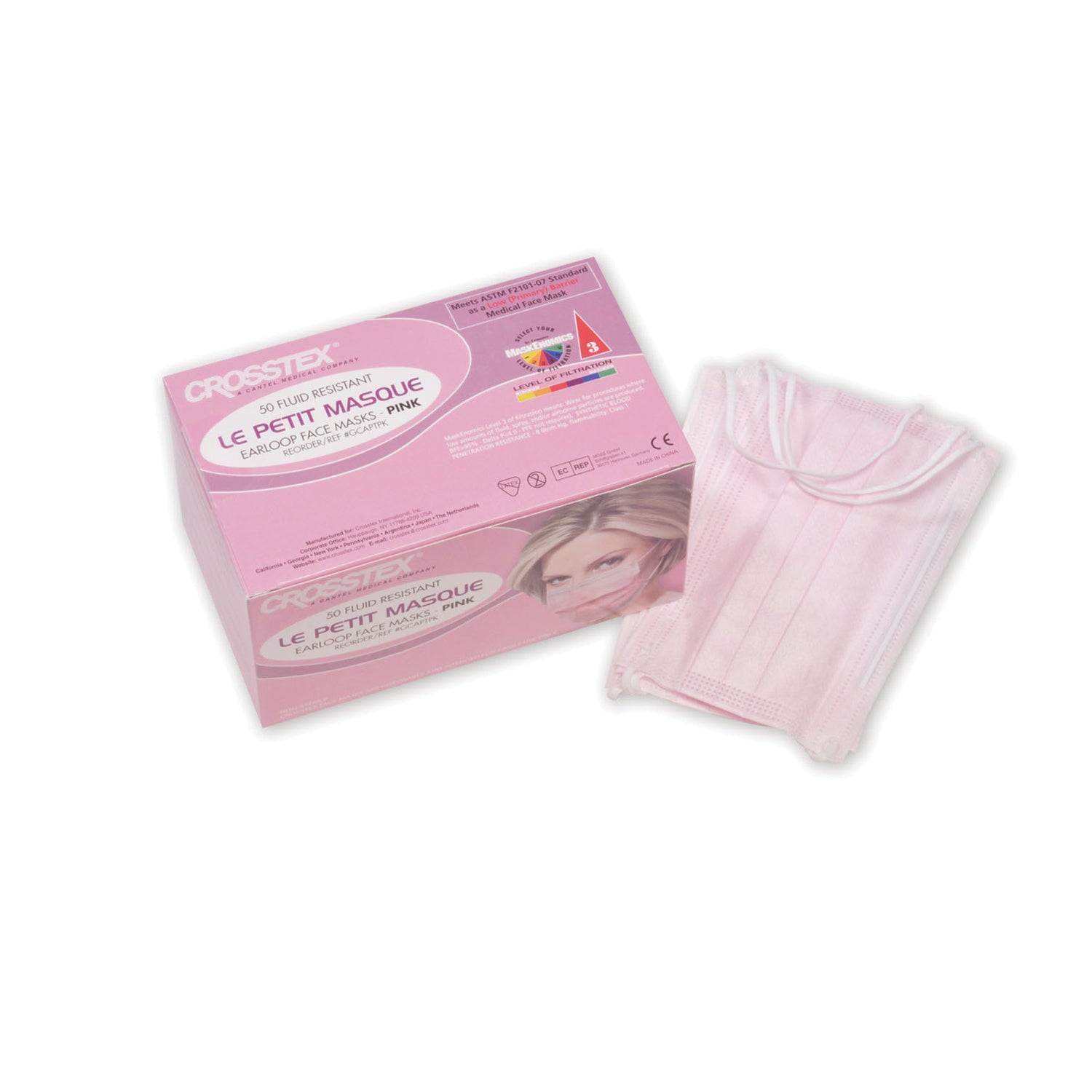 CROSSTEX LE PETIT MASQUE ASTM LEVEL 1 Le Petit Masque, Pink, 50/bx, 10 bx/cs