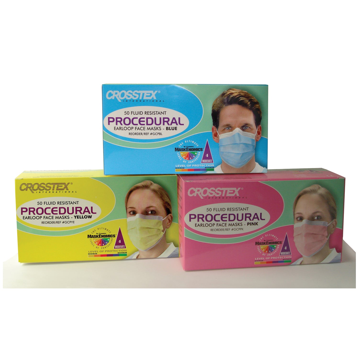 CROSSTEX PROCEDURAL EARLOOP MASK ASTM Level 2 Mask, Pink, Latex Free (LF), 50/bx, 10 bx/ctn
