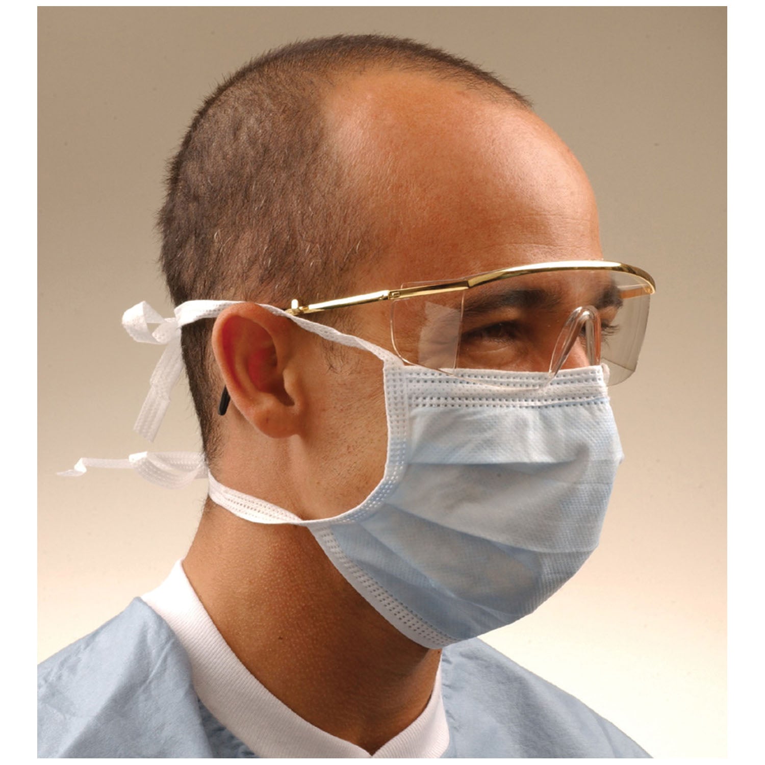 CROSSTEX SURGICAL MASK WITH TIE-ON LACES ASTM Level 2 Mask with Tie on Laces, Latex Free (LF), Blue, 50/bx, 6 bx/cs