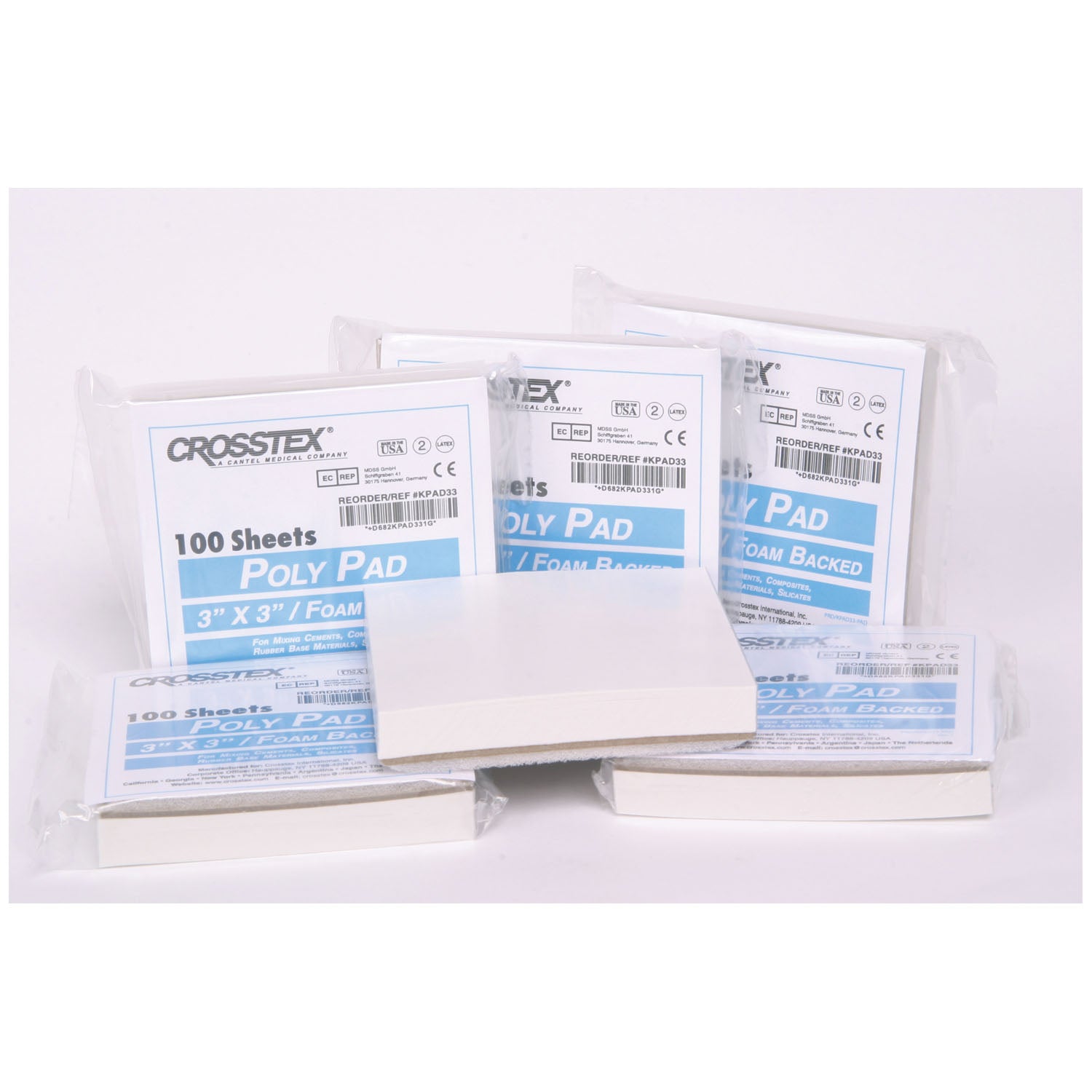CROSSTEX MIXING PADS - POLY COATED "Pad, 3\" x 3\", 100/pad, 6 pads/pk "