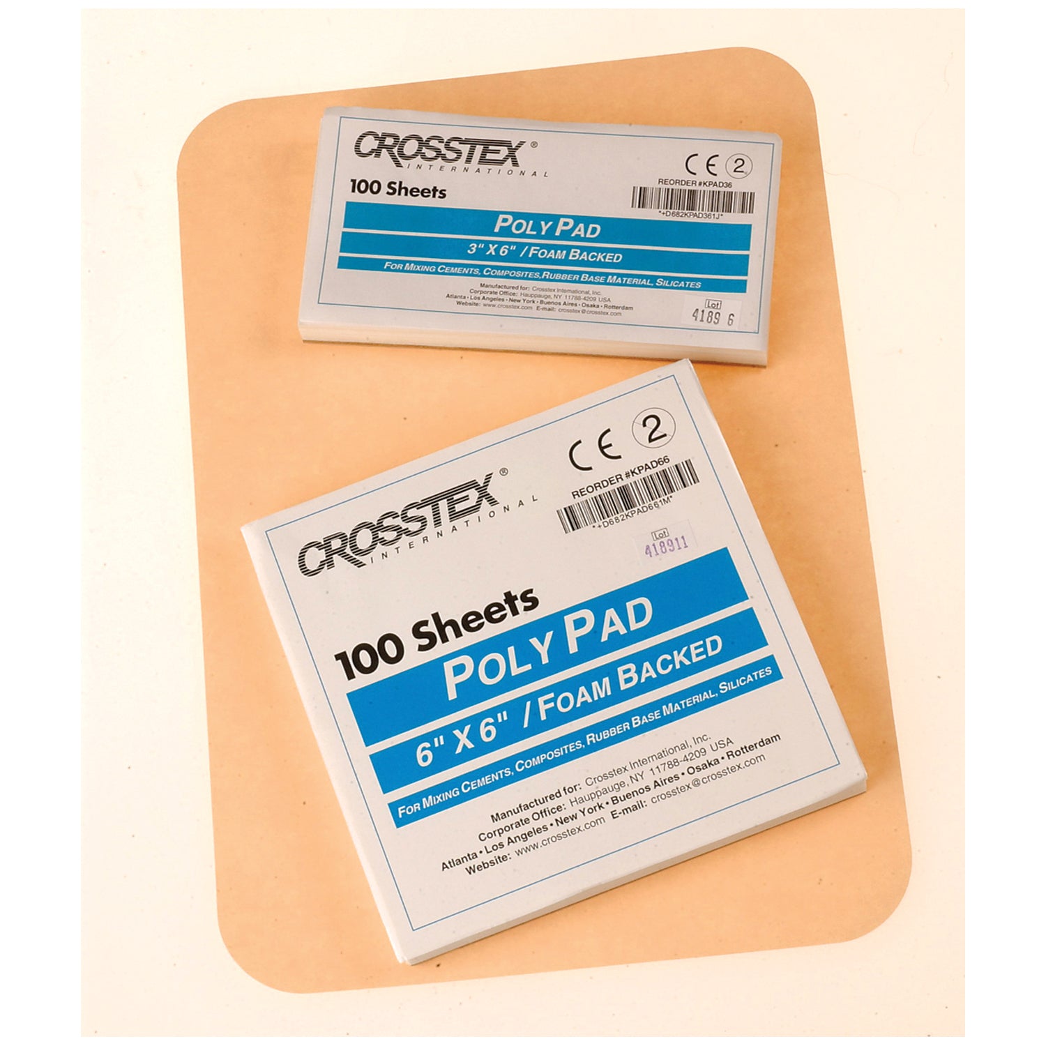 CROSSTEX MIXING PADS - POLY COATED "Pad, 6\" x 6\", 100/pad, 6 pads/pk"