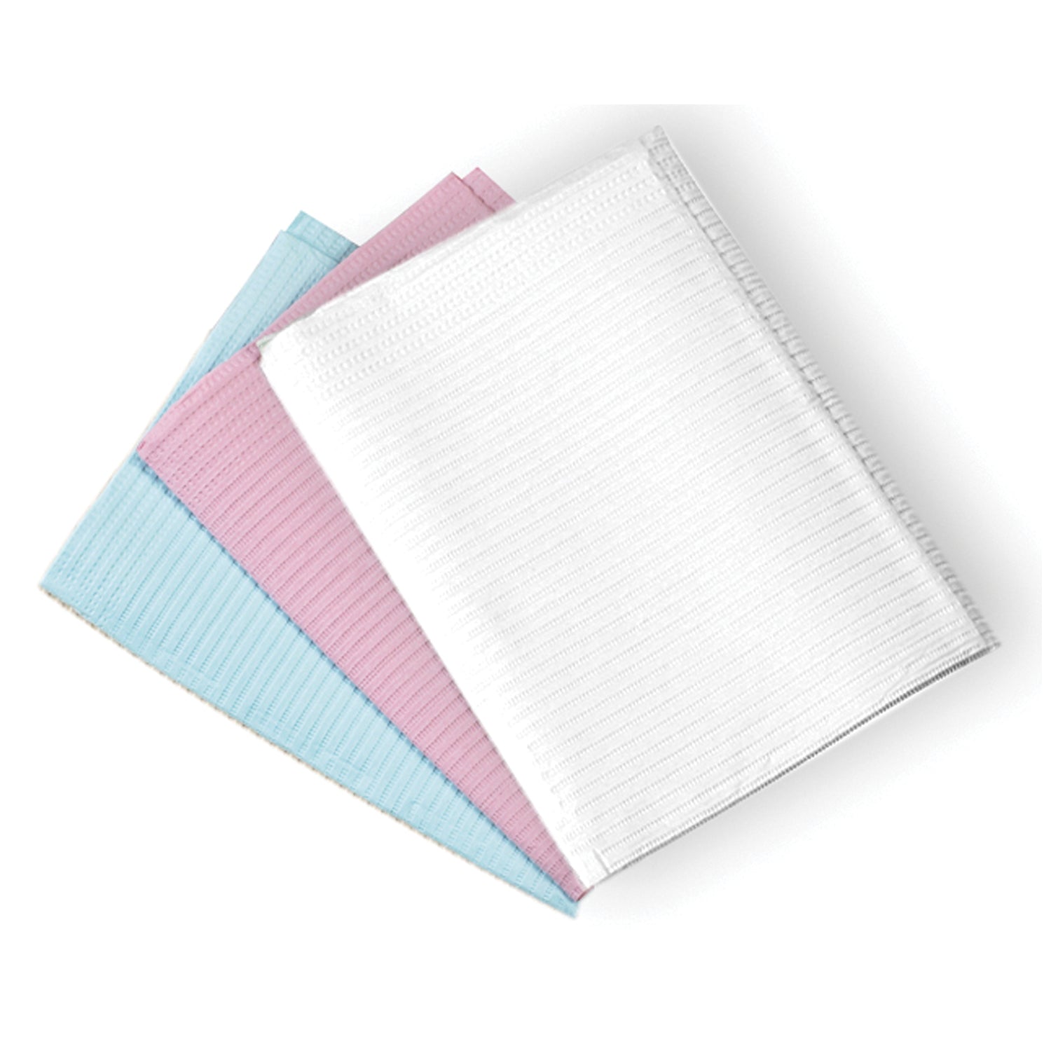 CROSSTEX SANI-TAB® CHAIN-FREE® PATIENT TOWEL "Towel, Econoback 2-Ply Paper, Poly, 19\" x 13\", Blue, 400/cs "