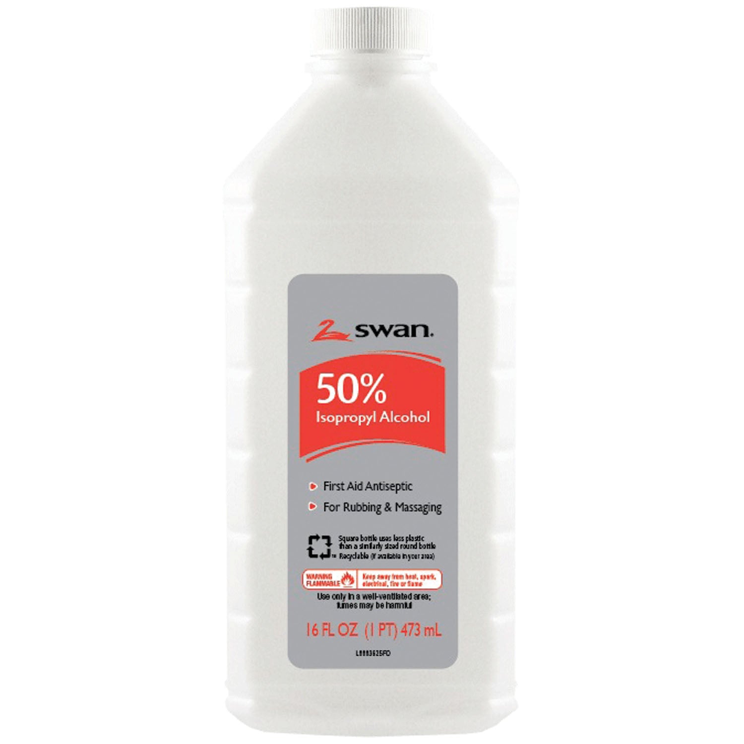 CUMBERLAND SWAN® ALCOHOL Isopropyl Rubbing Alcohol, 50% ISO, 16 oz, 12/cs (HAZMAT Fees Apply, cannot ship via Air or to AK, GU, HI, MP, PR, VI)