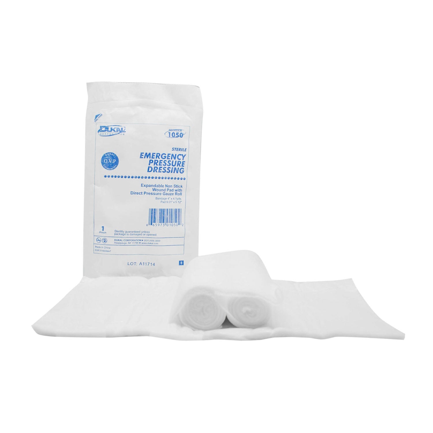 DUKAL EMERGENCY PRESSURE DRESSING Emergency Pressure Dressing, Sterile, 1/pk, 50 pk/cs