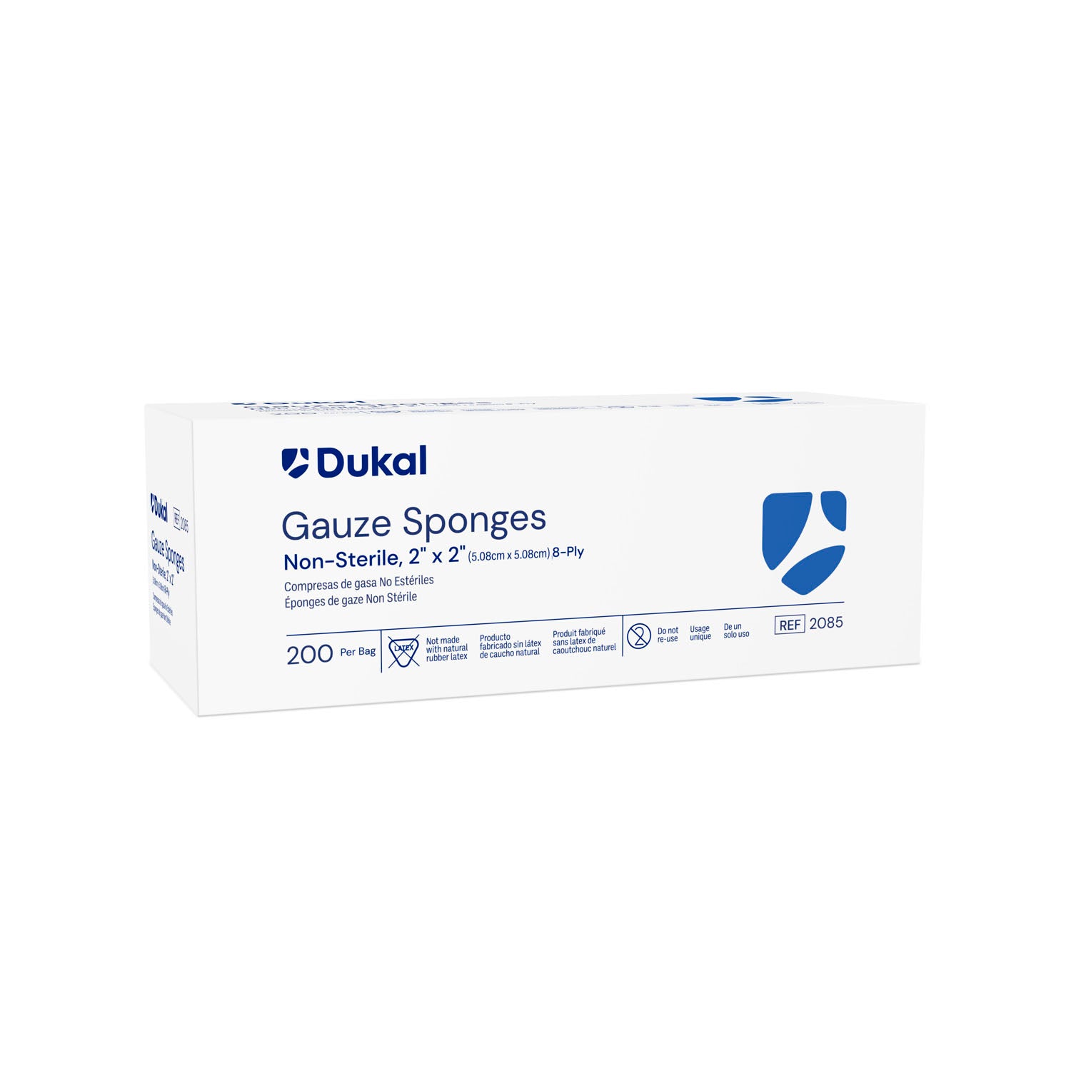 DUKAL WOVEN COTTON GAUZE SPONGES "Gauze Sponge, 2\" x 2\", Non-Sterile, 8-Ply, 200/bg, 25 bg/cs (160 cs/plt)"