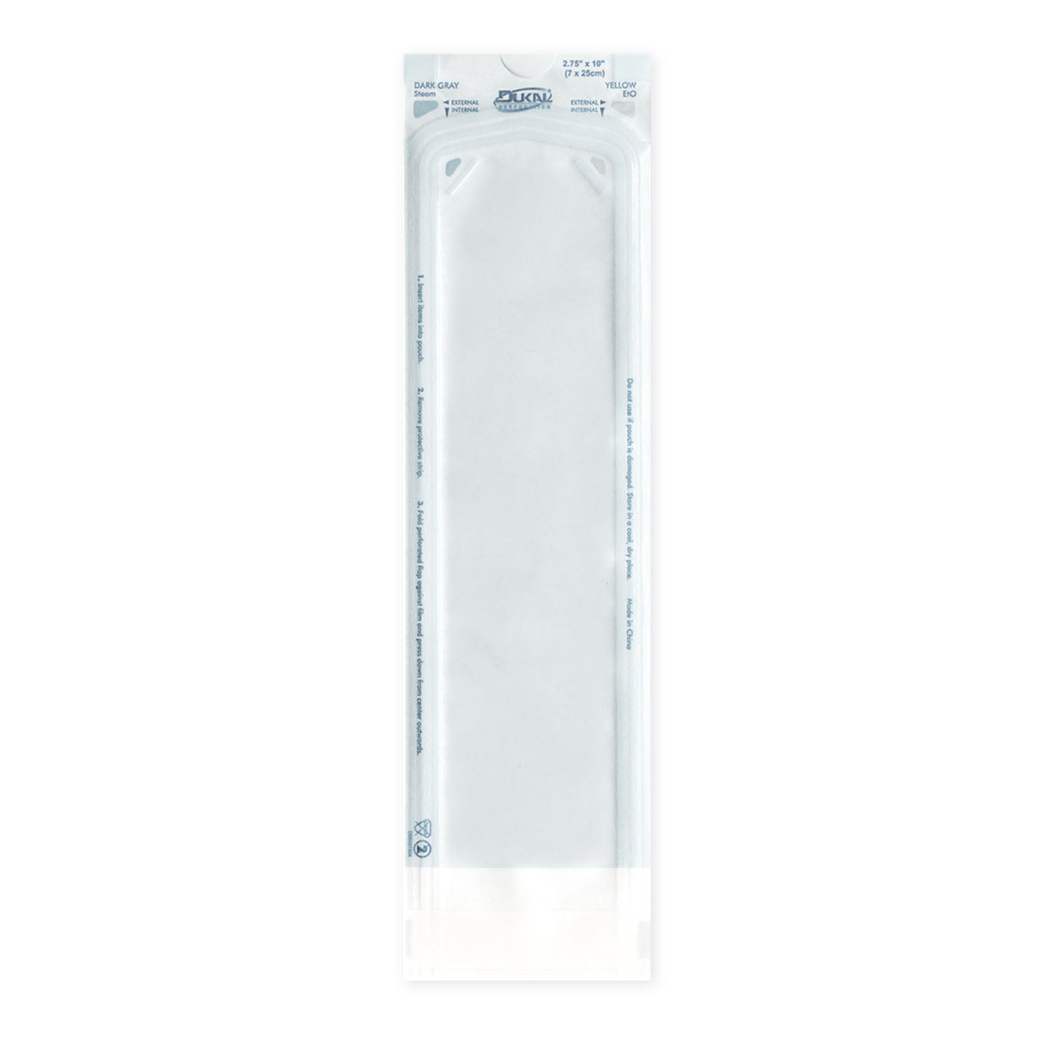 DUKAL STERILIZATION POUCH "Sterilization Pouches, 2.75\" x 10\", 200/bx, 20 bx/cs (60 cs/plt)"