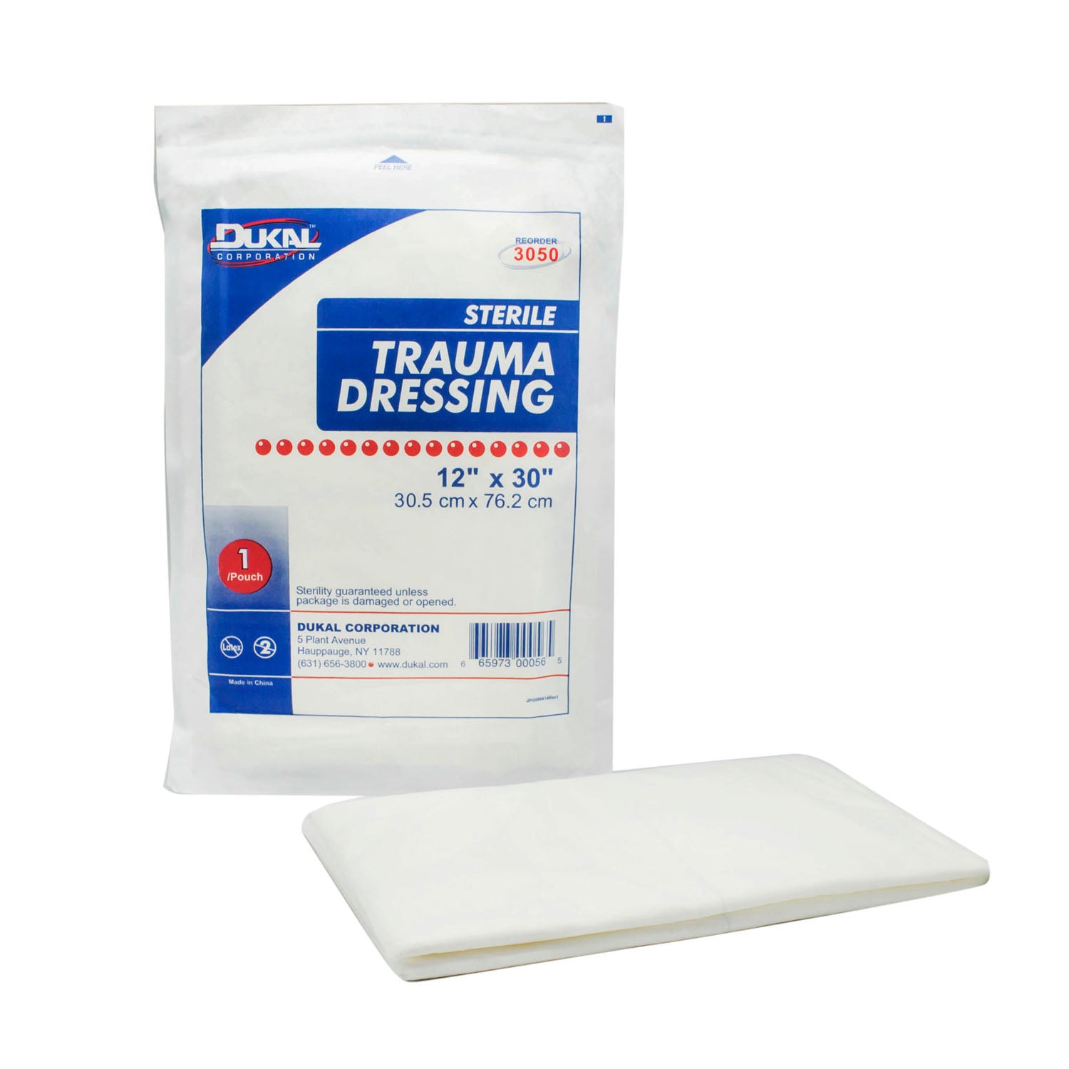 DUKAL TRAUMA DRESSING Trauma Dressing, 12" x 30", Sterile, 1/pk, 25 pk/cs