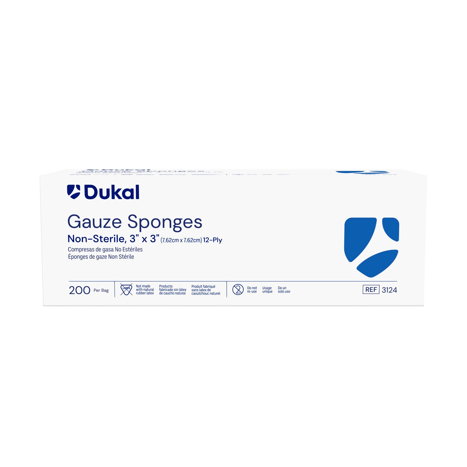 DUKAL WOVEN COTTON GAUZE SPONGES "Gauze Sponge, 3\" x 3\", Non-Sterile, 12-Ply, 200/bg, 20 bg/cs"