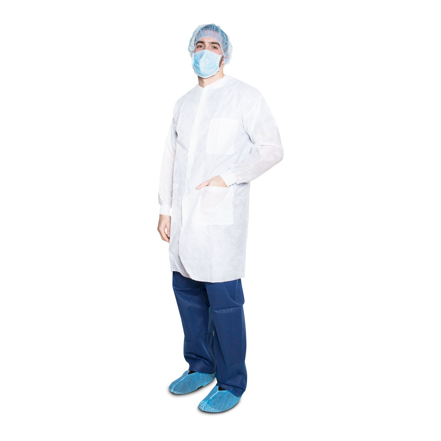 DUKAL ANTISTATIC S Pocket Lab Coat, X-Large, White, 35gm SMS, Non-Sterile, 10/bg, 5 bg/cs (30 cs/plt)
