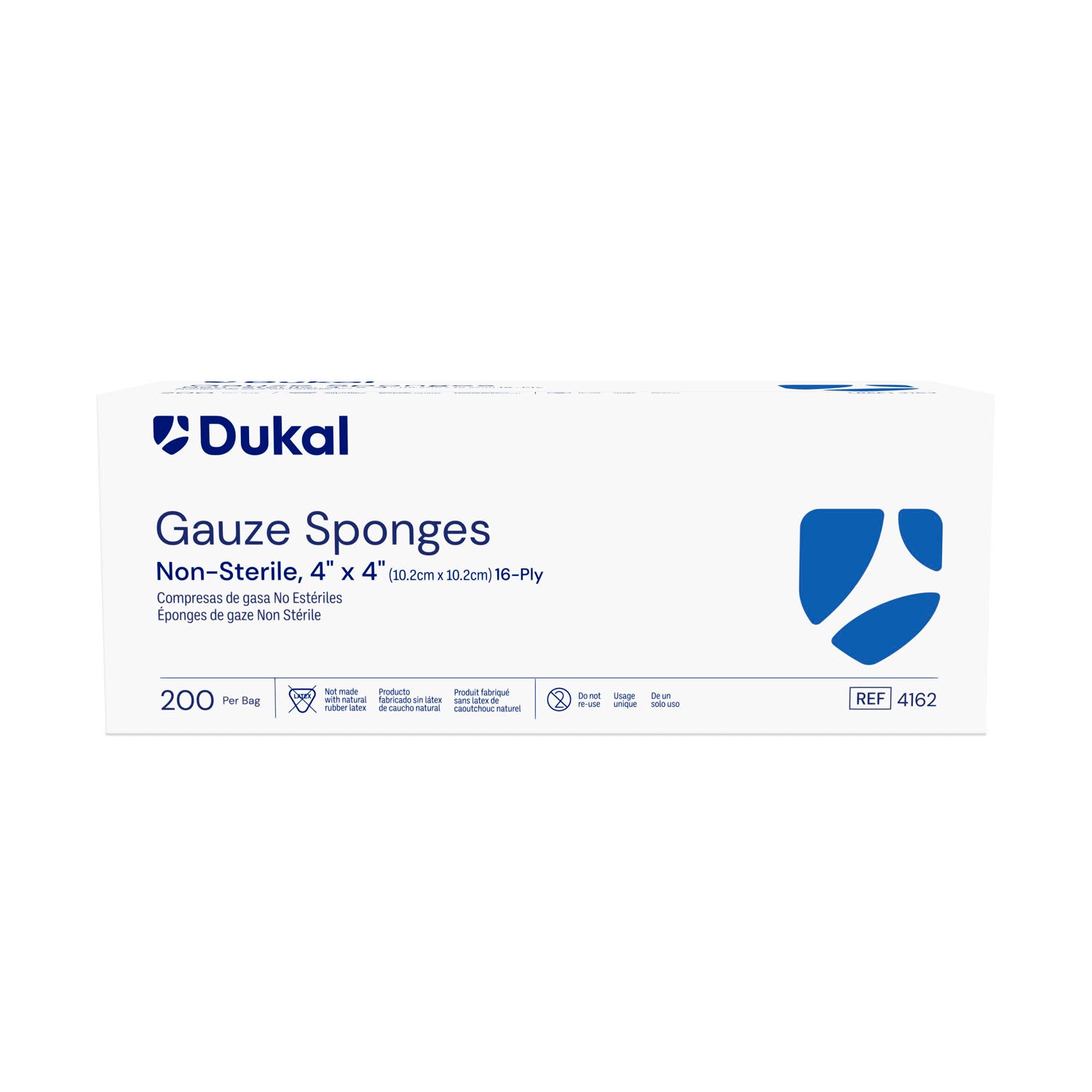 DUKAL WOVEN COTTON GAUZE SPONGES "Gauze Sponge, 4\" x 4\", Non-Sterile, 16-Ply, 200/bg, 10 bg/cs"