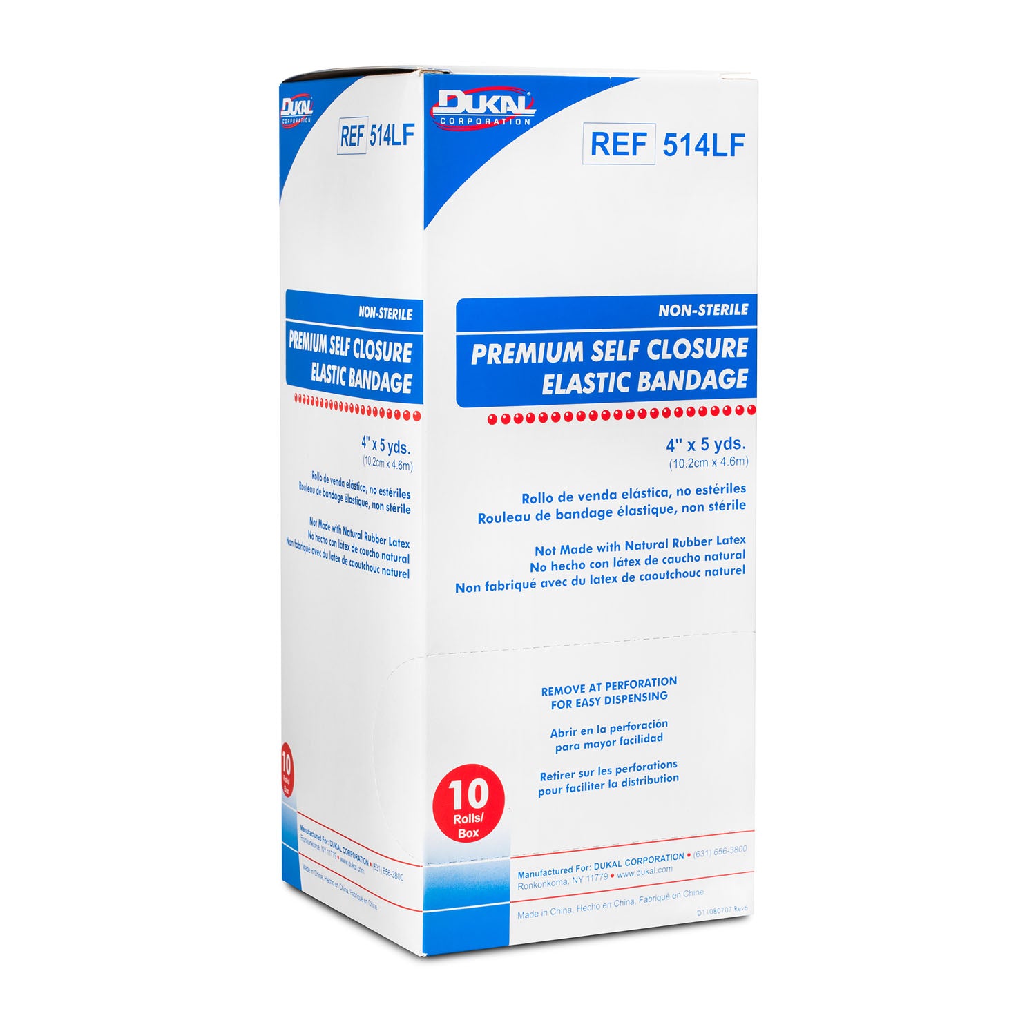 DUKAL ELASTIC BANDAGE "Elastic Bandage with Self Closure, 4\" x 5yd, Non-Sterile, Latex Free (LF), 10/bx, 5 bx/cs"