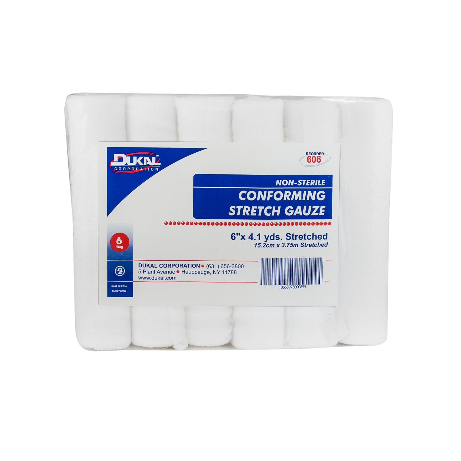 DUKAL CONFORMING STRETCH GAUZE "Stretch Gauze, 6\" x 4.1 yd, Non-Sterile, 6/bg, 8 bg/cs"
