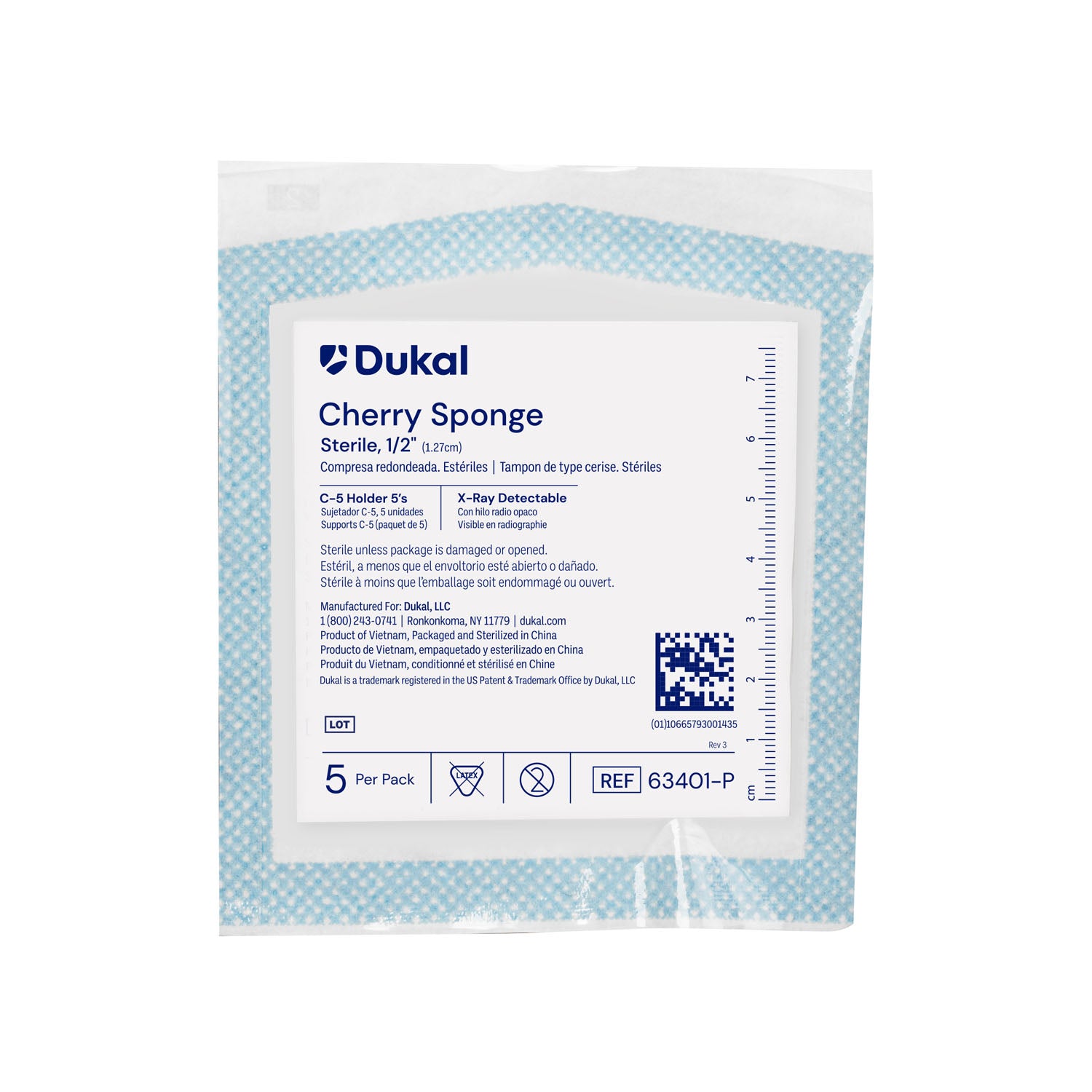 DUKAL S Cherry Sponge, C-5 Holder, Sterile 5s, 5/pk, 40 pk/cs