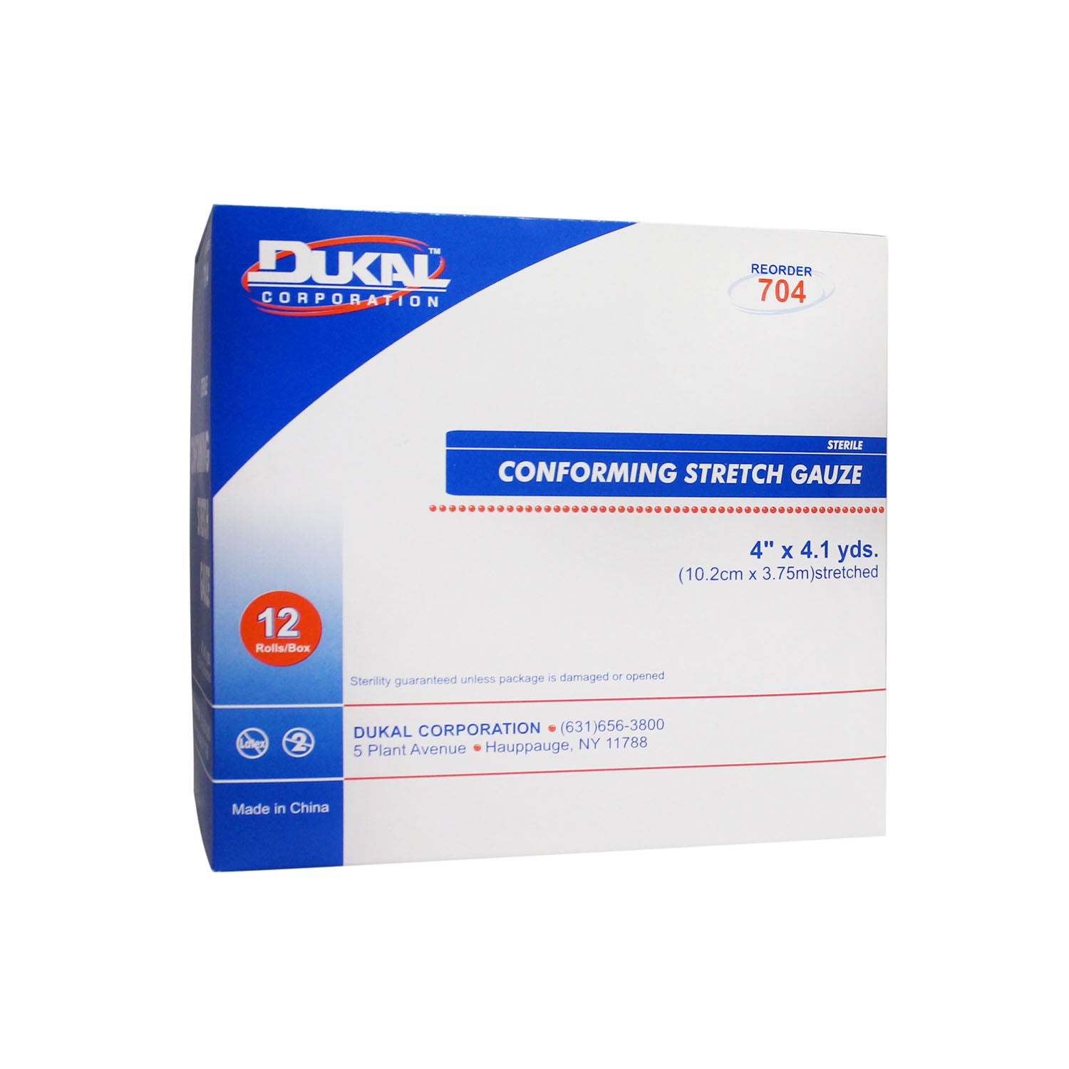 DUKAL CONFORMING STRETCH GAUZE "Stretch Gauze, 4\" x 4.1 yd, Sterile, 1/pk, 12 pk/bx, 8 bx/cs"