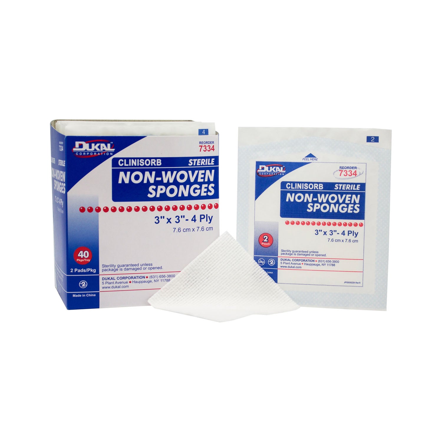 DUKAL CLINISORB NON-WOVEN SPONGES "Clinisorb Non-Woven Sponge, 3\" x 3\", 4-Ply, Sterile, 2/pk, 40 pk/bx, 30 bx/cs (35 cs/plt)"