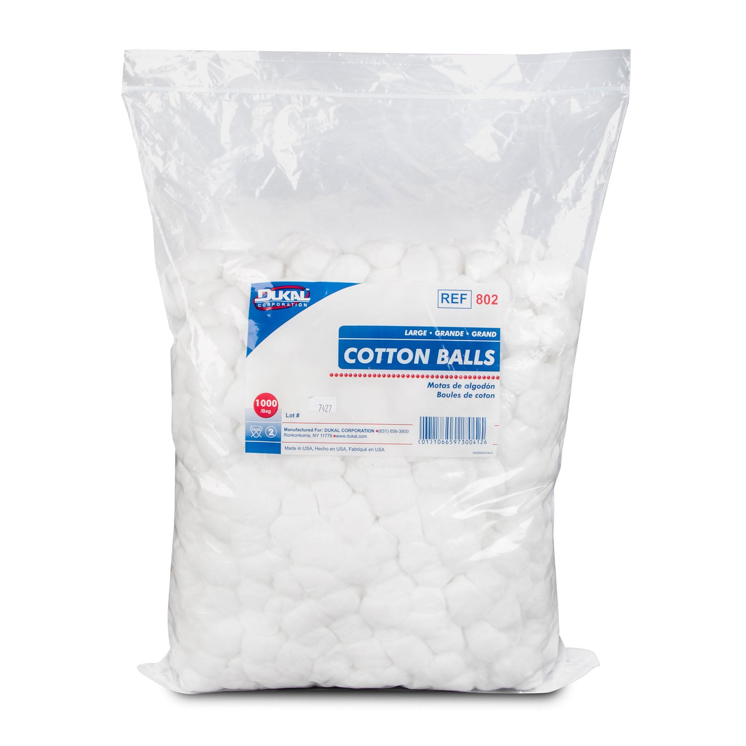 DUKAL Cotton Balls, Large, Non-Sterile, 1000/bg, 2 bg/cs