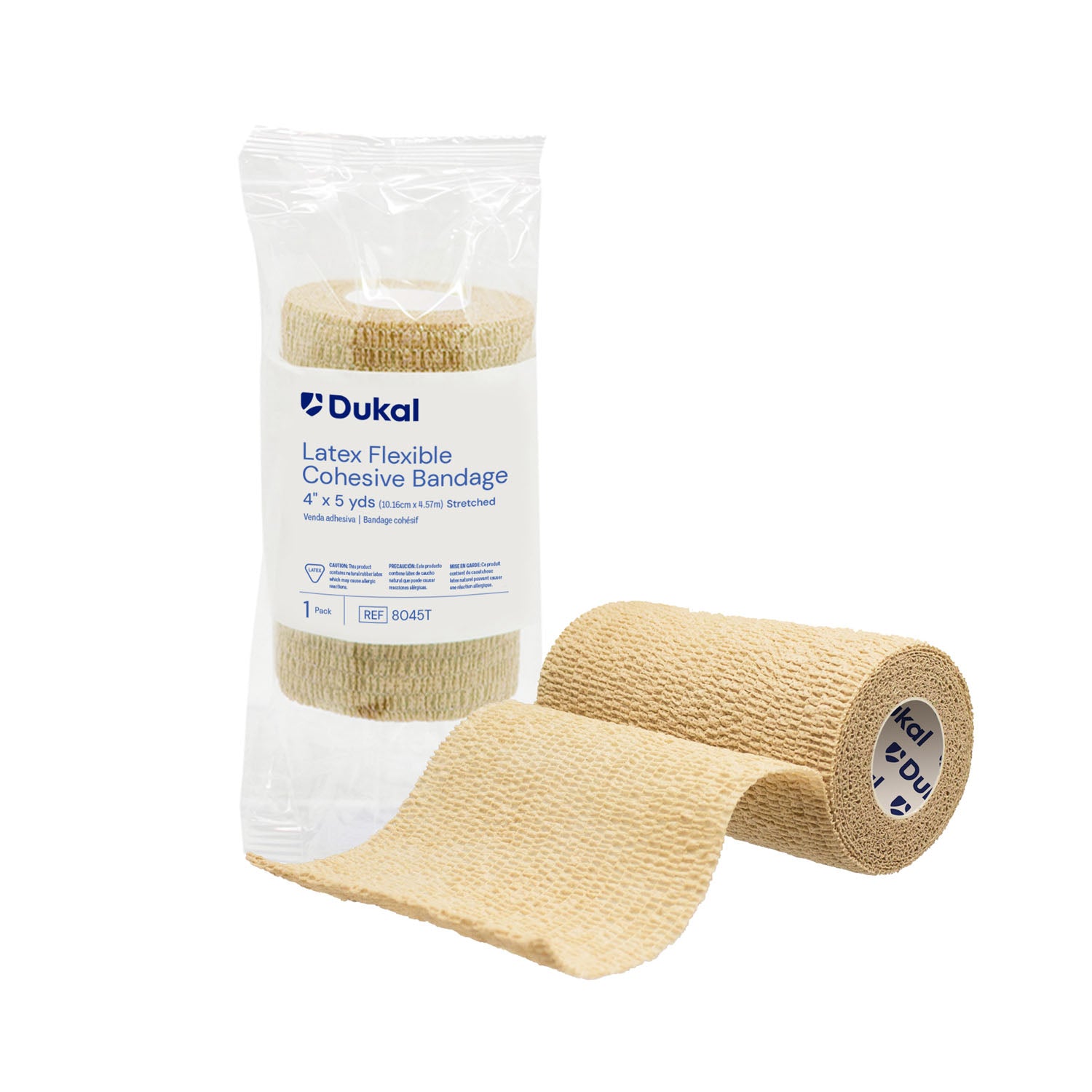 DUKAL COHESIVE BANDAGES "Bandage, Cohesive, 4\", Non-Sterile, Tan, 5 yds/rl, 18 rl/bx (24 bx/plt)"